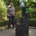 Looking at a plinth covered in Oscar Wilde quotes in Archbishop Ryan Park, Merrion Square