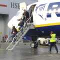 Passengers disembark the Ryanair flight at Stansted