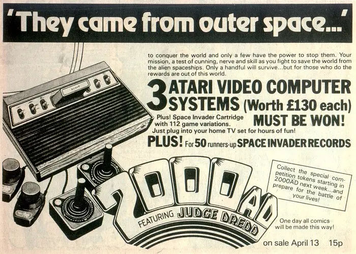 Atari Advert: Three Atari Video Computer Systems Must Be Won!, from 2000AD, 6th April 1981