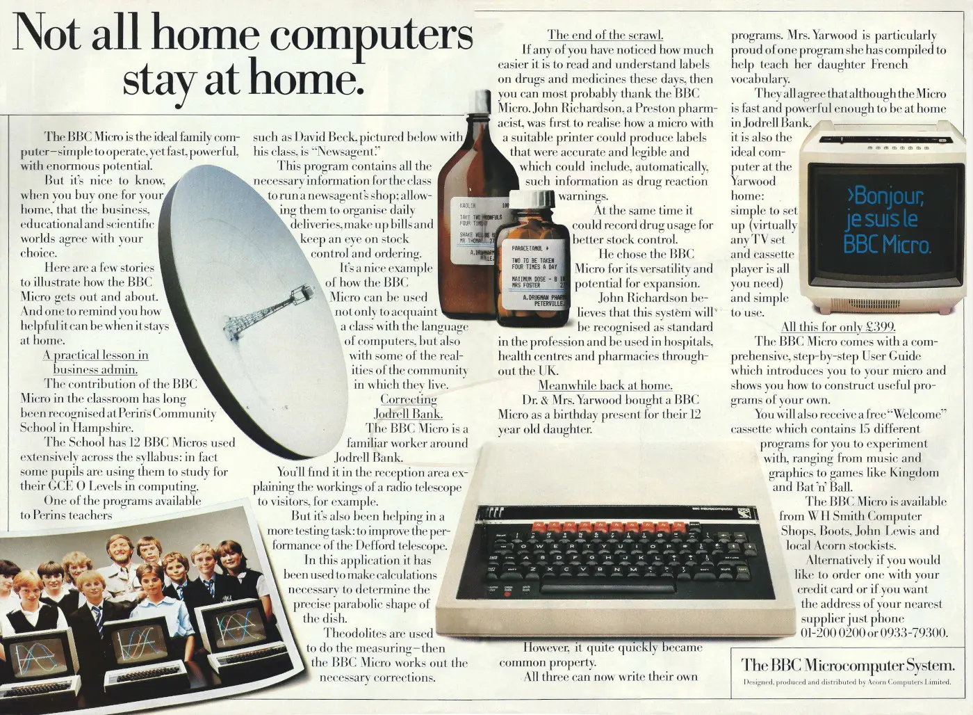 Acorn Advert: BBC Micro: Not all computers stay at home, from Personal Computer World, January 1984