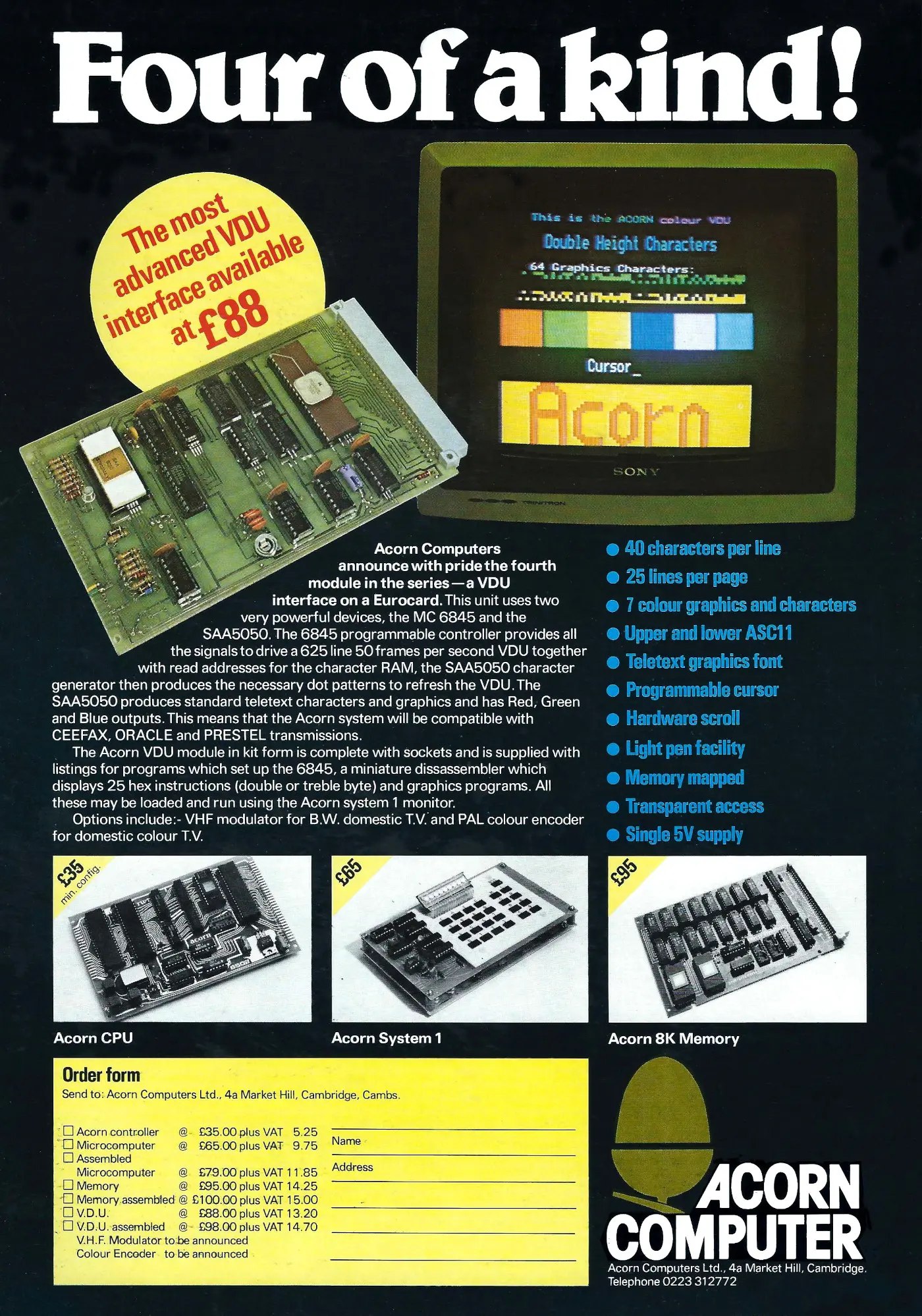 Acorn Advert: Acorn Computer: Four of a kind!, from Practical Computing, December 1979