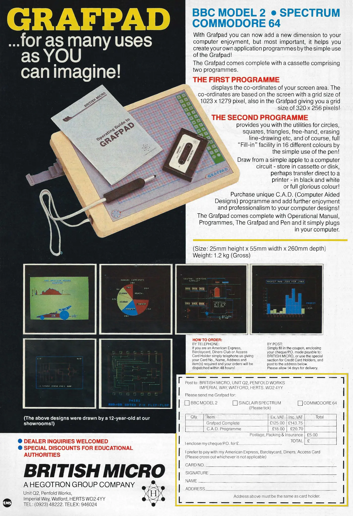 British Micro Advert: Grafpad - for as many uses as YOU can imagine!, from Acorn User, February 1984