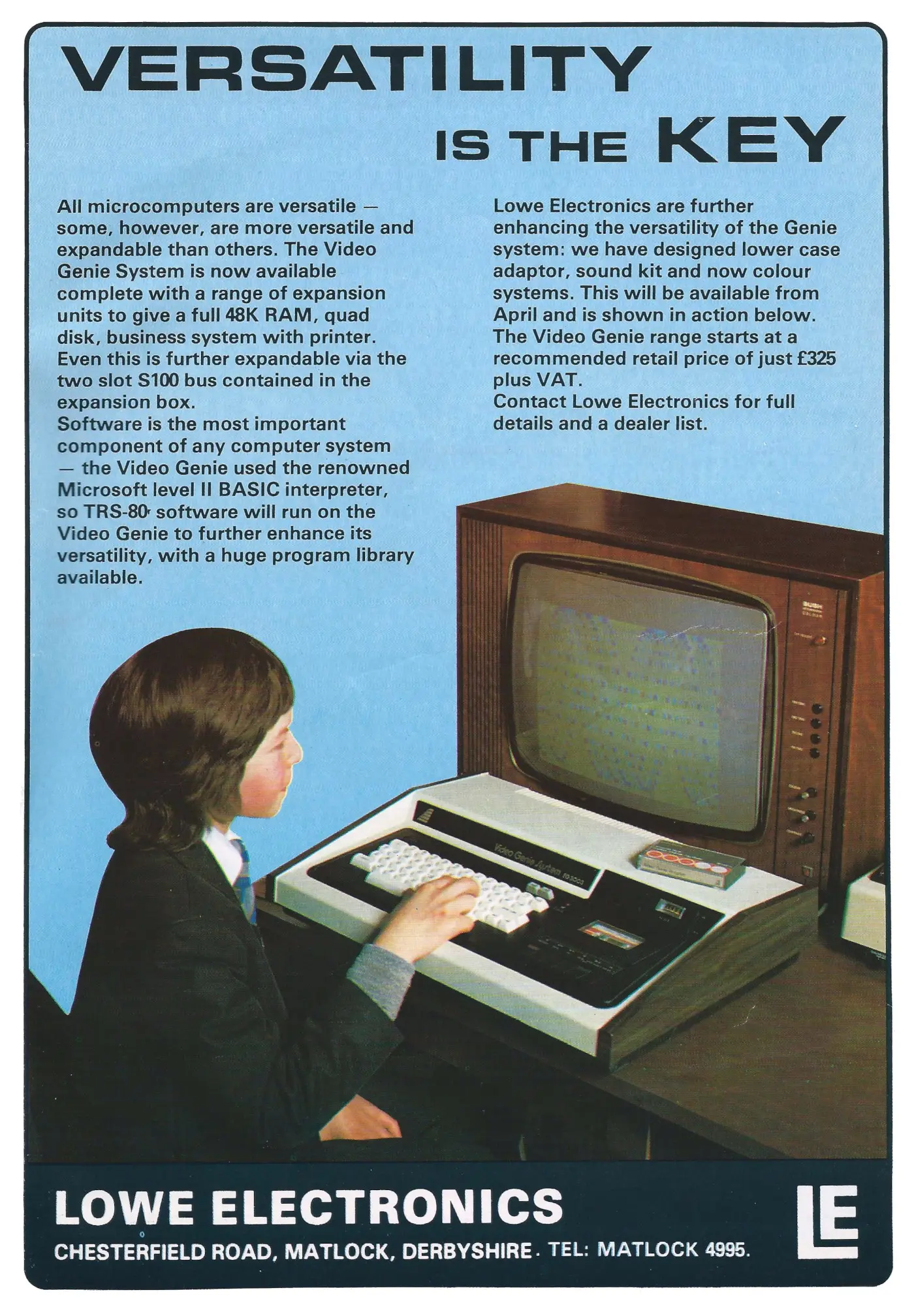 EACA/Genie Advert: Versatility is the Key - The Video Genie System, from Computing Today, September 1981