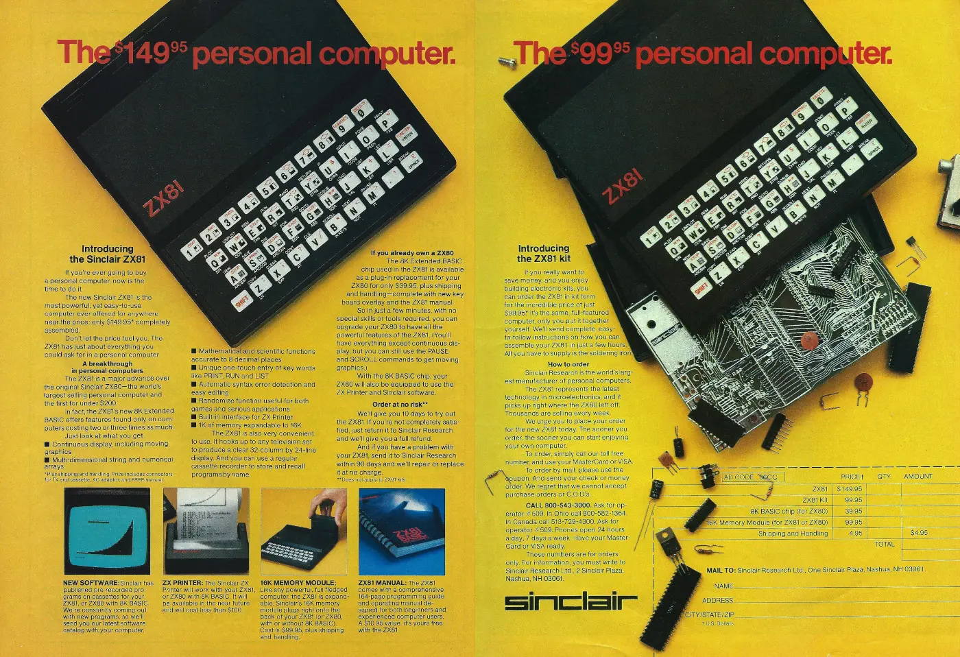Sinclair Advert: The $149.95 Personal Computer: Introducing the Sinclair ZX81, from Unknown, August 1981