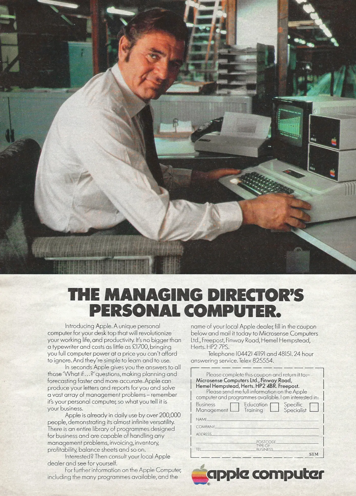 Apple Advert: Apple II: The Managing Director's Personal Computer, from Sunday Telegraph, 1981