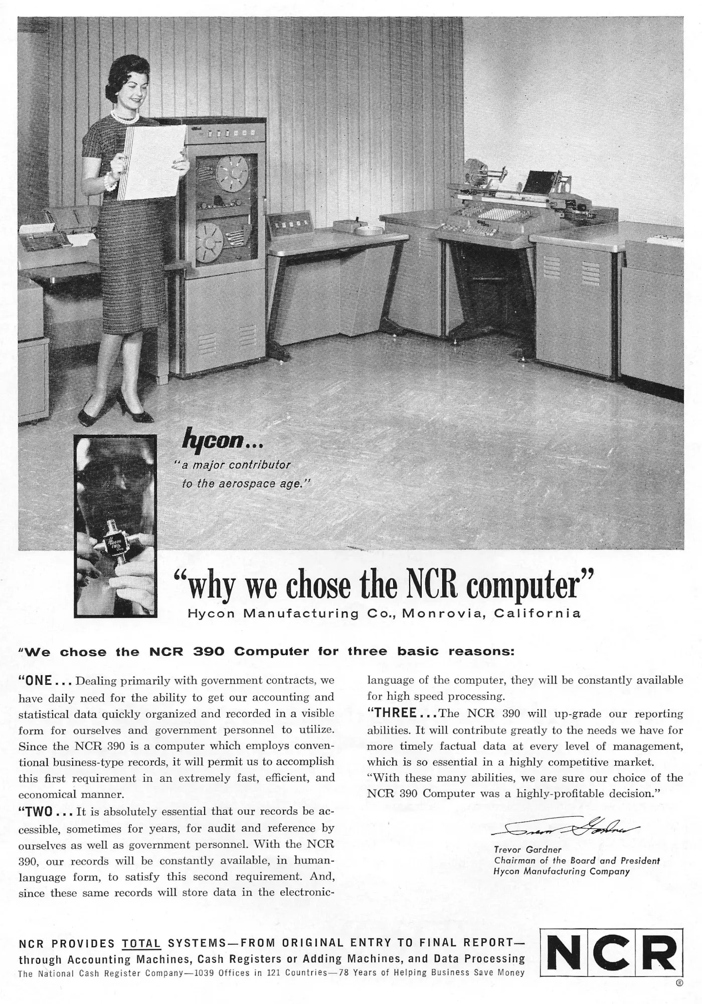 NCR Advert: Why we chose the 'NCR' computer, from Creative Computing, 1962