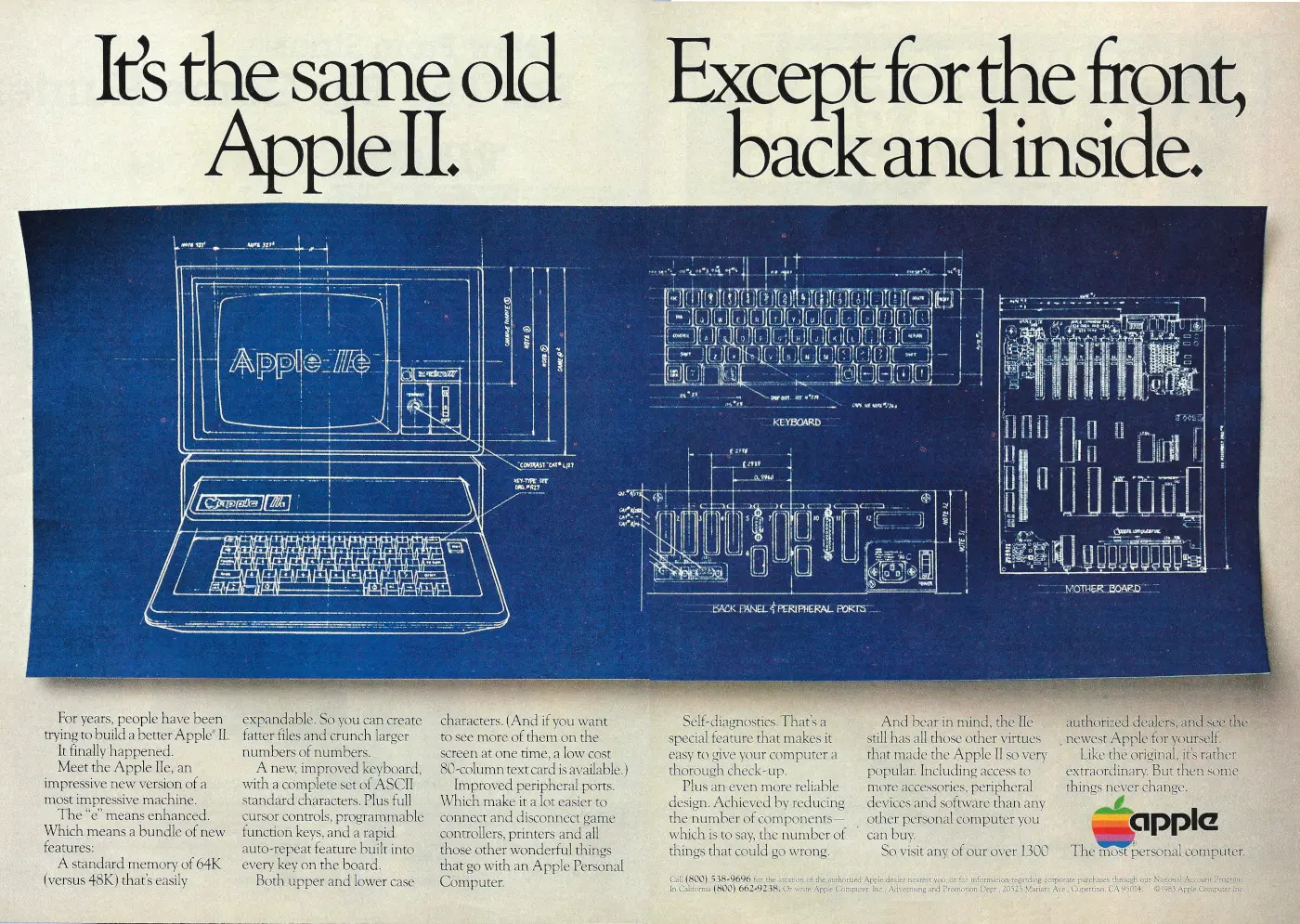 Apple Advert: It's the same old Apple II, except for the front, back and inside, from Creative Computing, January 1983