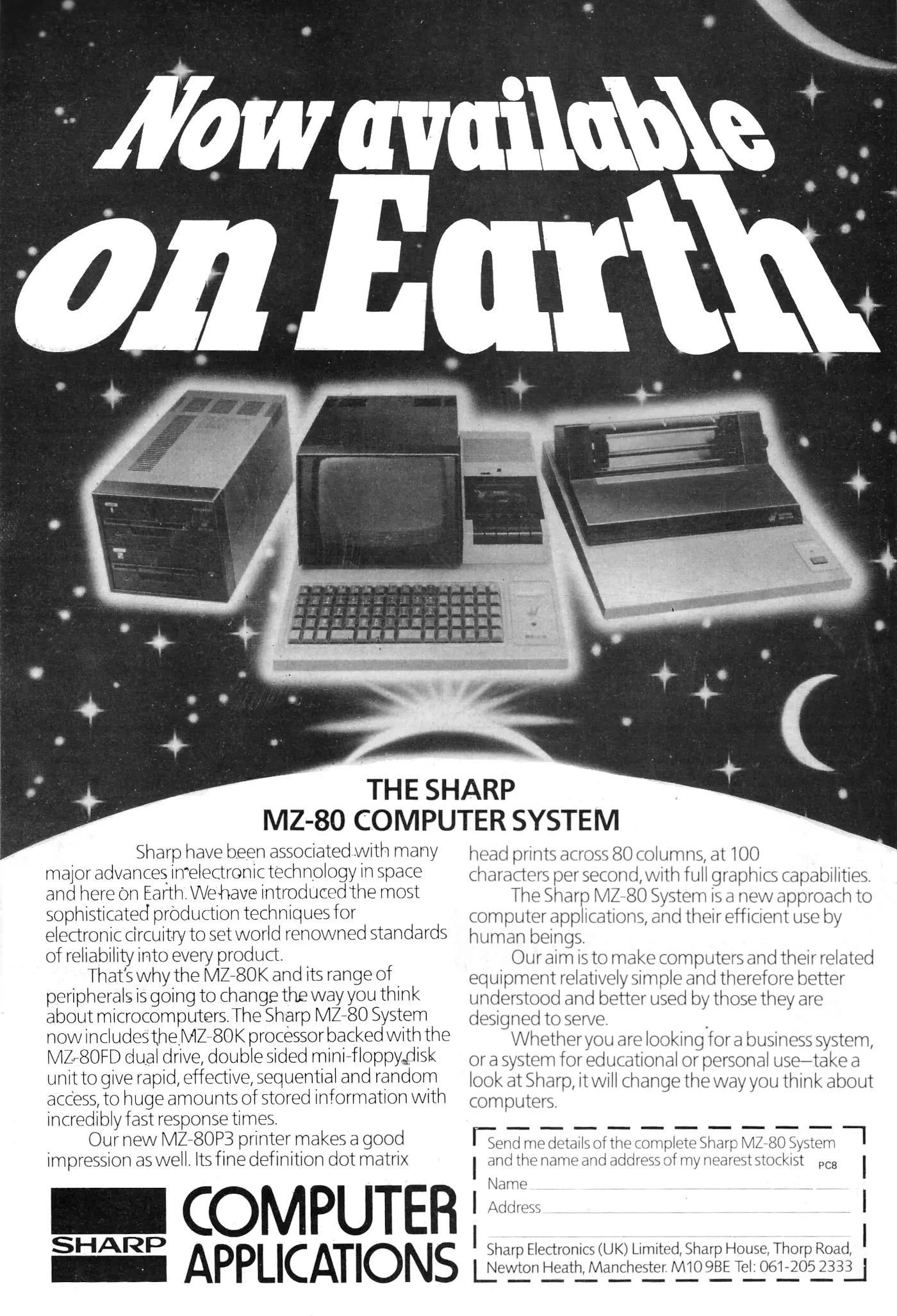 nosher.net - Sharp advert: The Sharp MZ-80 Computer System - Now Available  On Earth