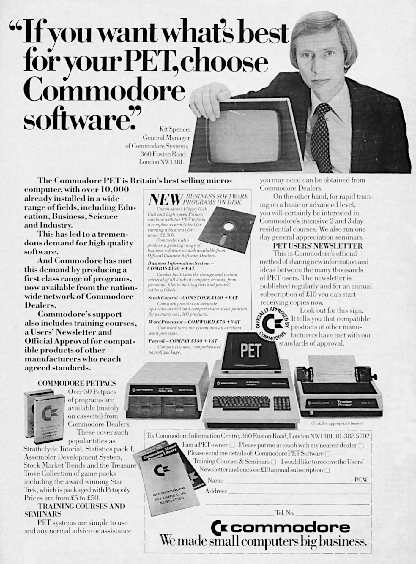 Commodore Advert: If you want what's best for your PET, choose Commodore software, from CPUCN - Commodore PET Users' Club Newsletter, Vol 2 Issue 4, January 1980