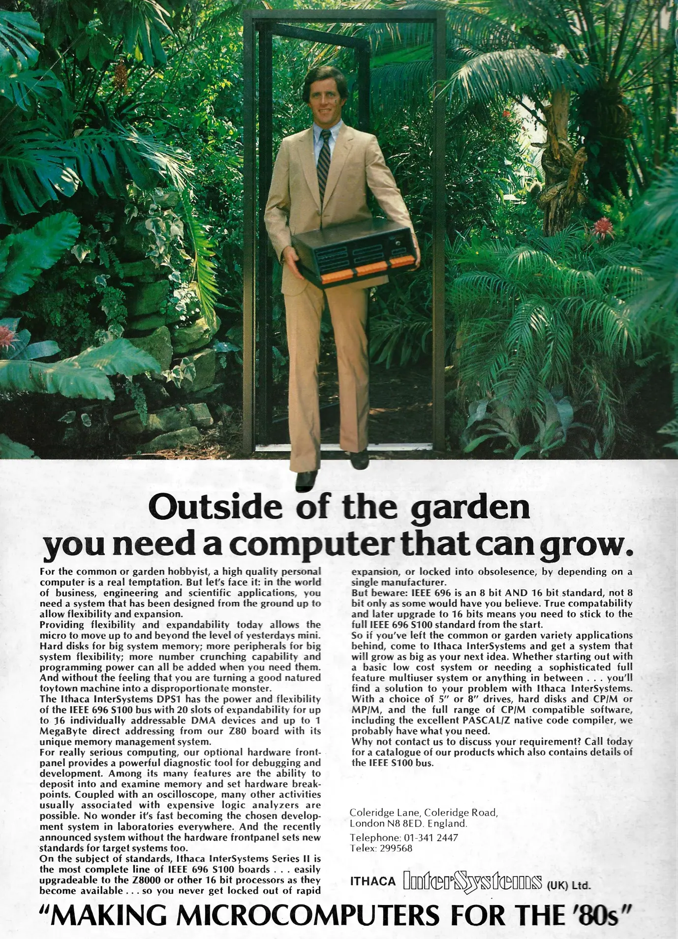 Ithaca Advert: Outside of the garden you need a computer that can grow - Ithaca InterSystems DPS1, from Personal Computer World, June 1981