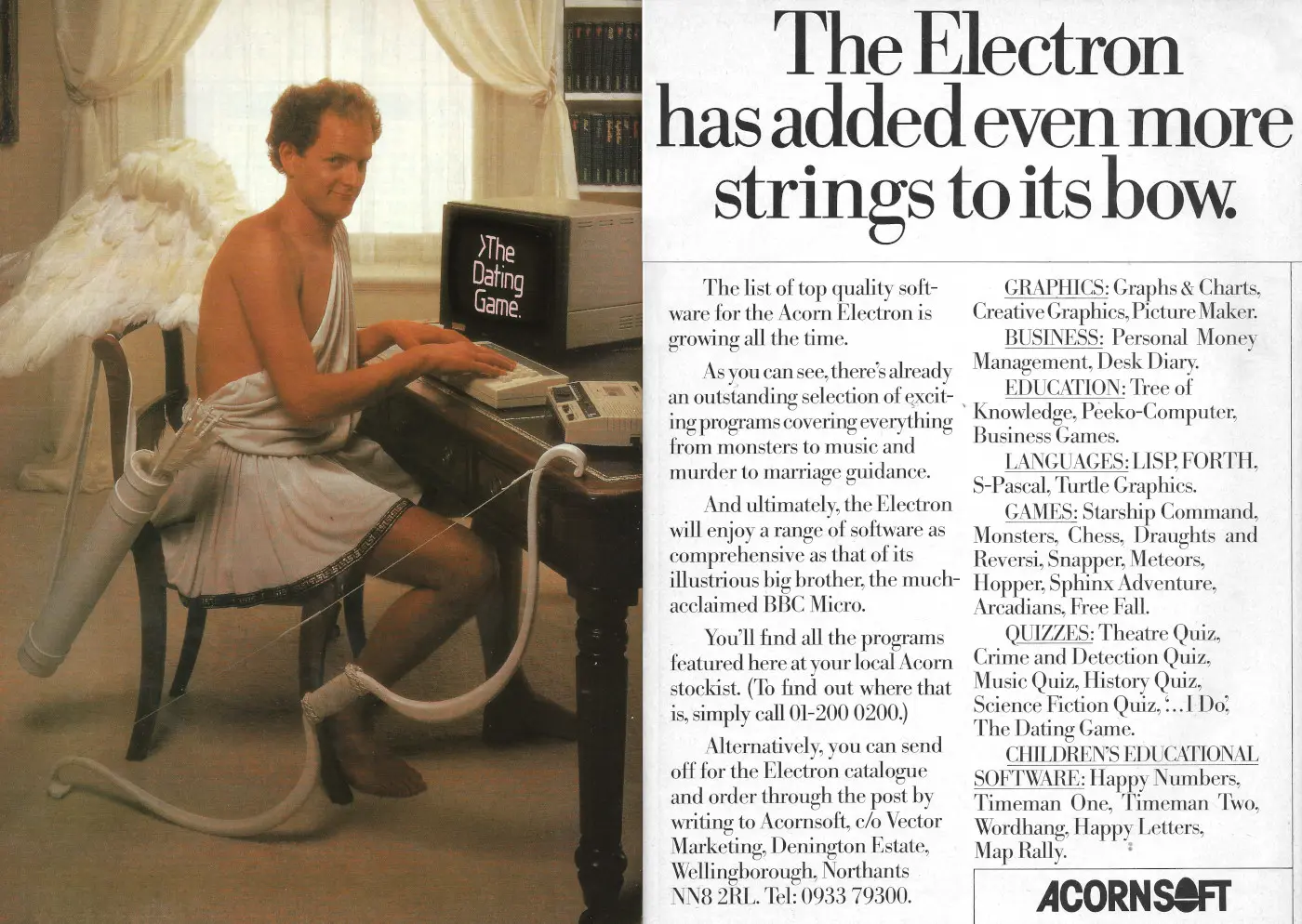 Acorn Advert: The Electron has added even more strings to its bow, from The Micro User, September 1984