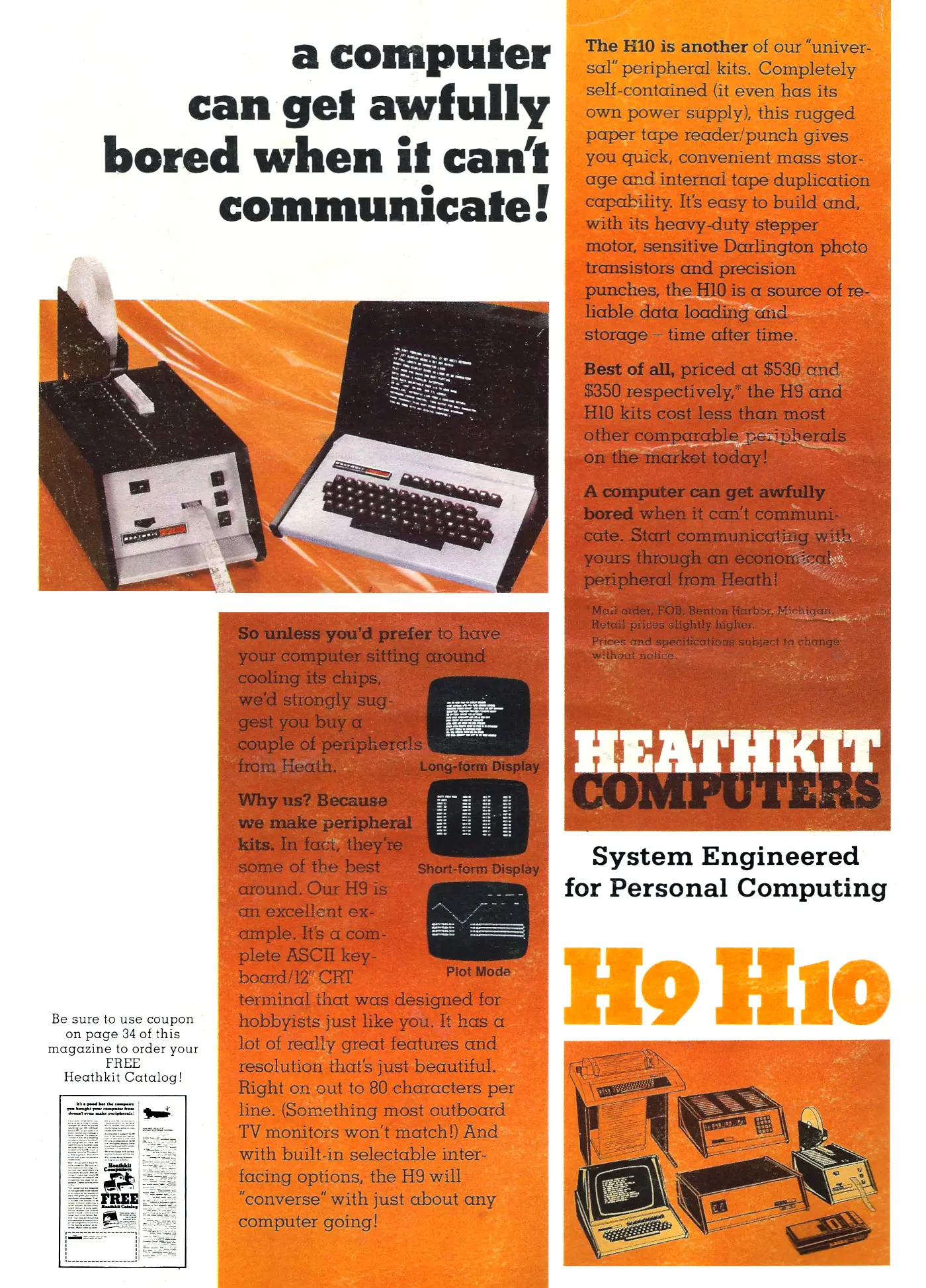 Heathkit Advert: A computer can get awfully bored when it can't communicate!, from Byte - The Small Systems Journal, April 1978