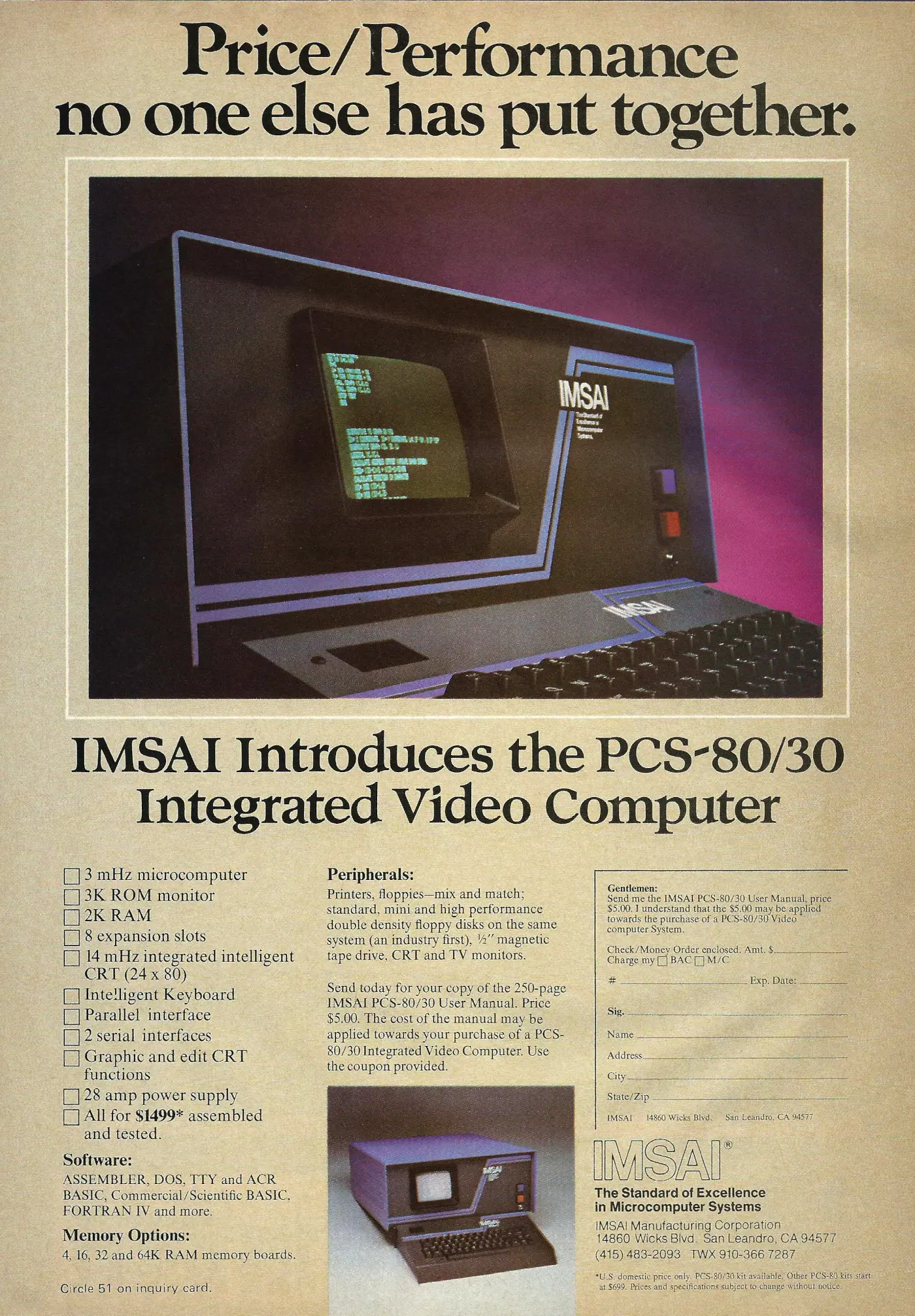 IMSAI Advert: IMSAI introduces the PCS-80/30 Integrated Video Computer, from Byte - The Small Systems Journal, February 1978