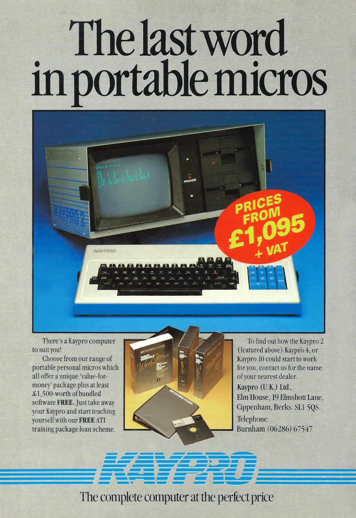 Kaypro Advert: Kaypro 2: The last word in portable micros, from A-Z of Personal Computers, October 1984
