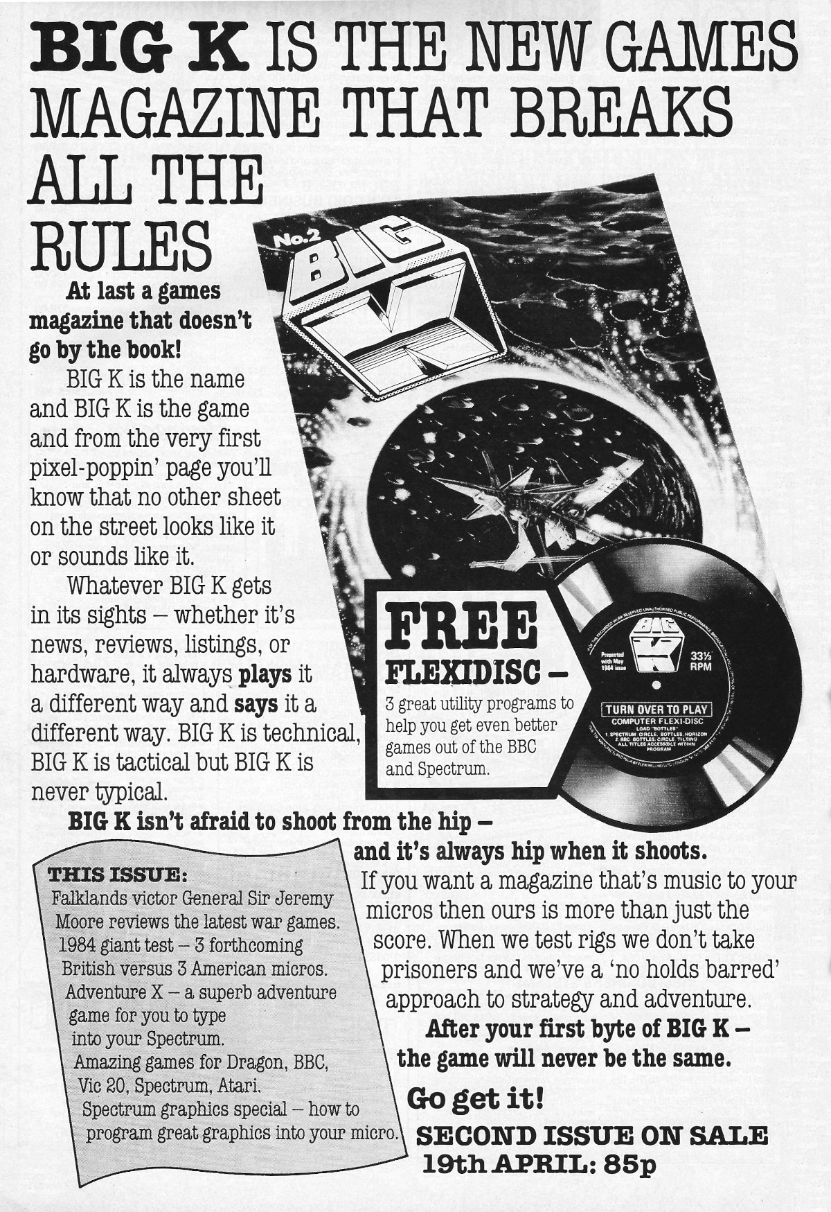 A <span class='hilite'>flexidisc</span> offered as part of the number 2 issue of Big K - the games magazine that 