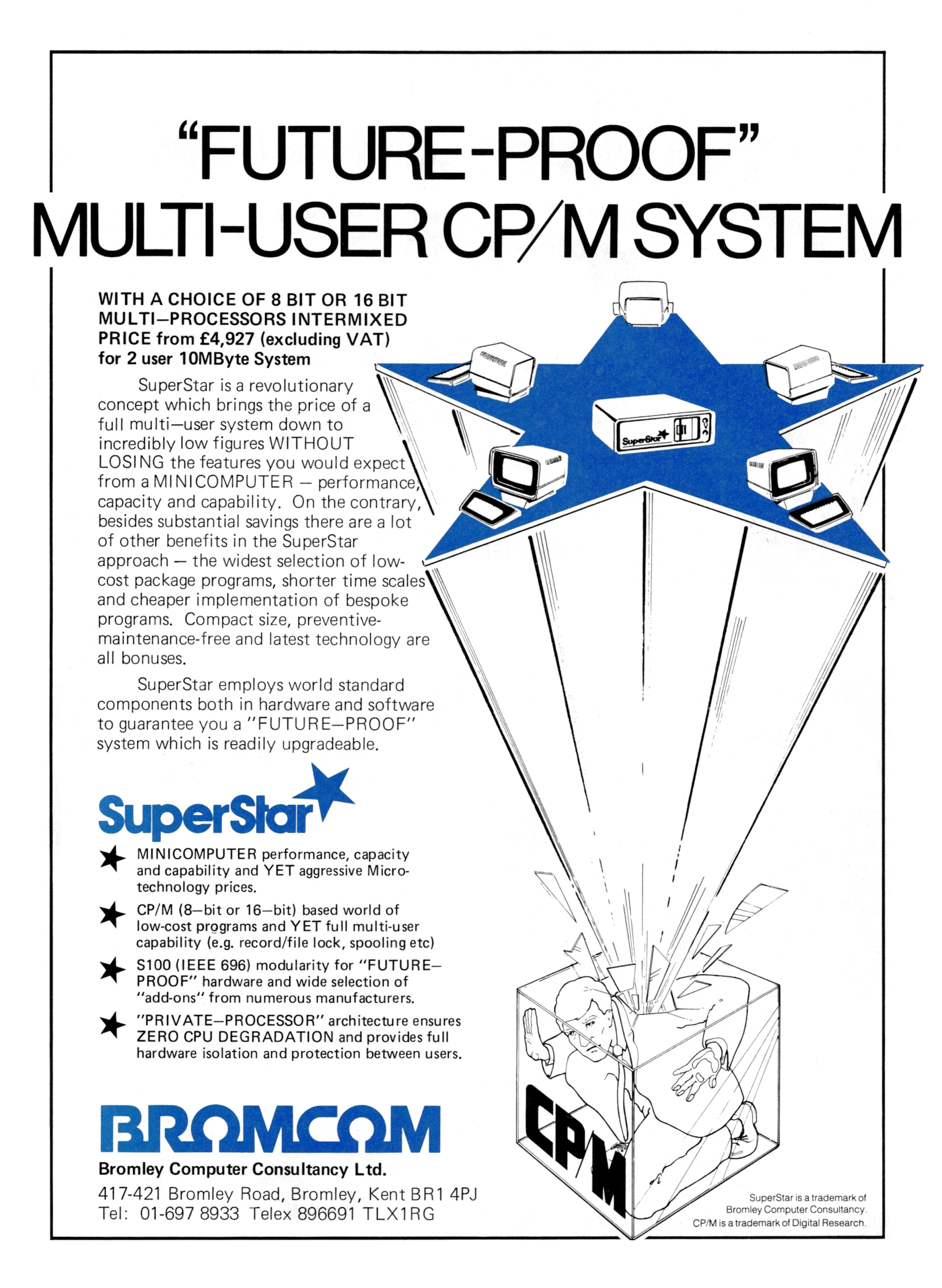 Bromcom Advert: Future-proof multi-user CP/M system, from Practical Computing, March 1983