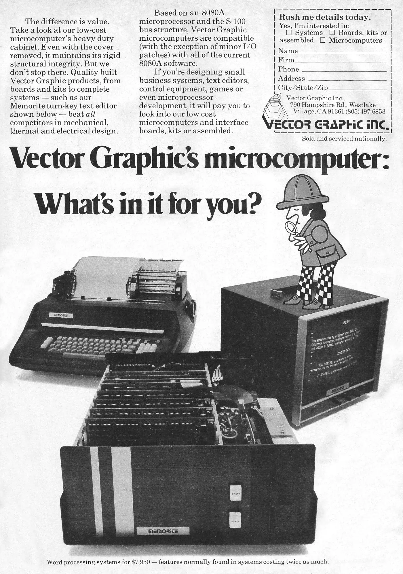 Vector Graphic Advert: Vector Graphic's microcomputer: What's in it for you?, from Byte - The Small Systems Journal, March 1978