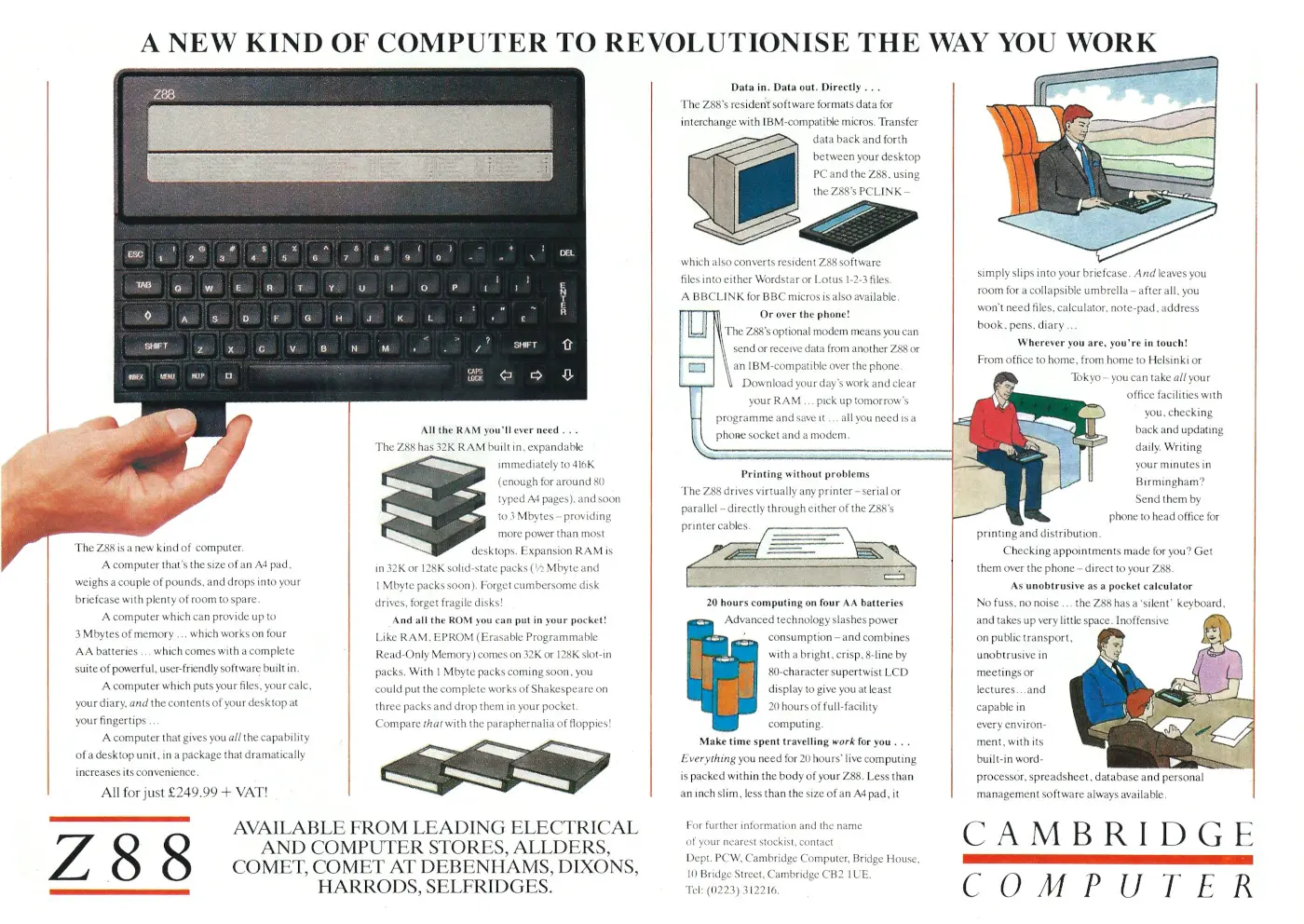 Cambridge Computer Advert: A new kind of computer to revolutionise the way you work, from Personal Computer World, March 1988