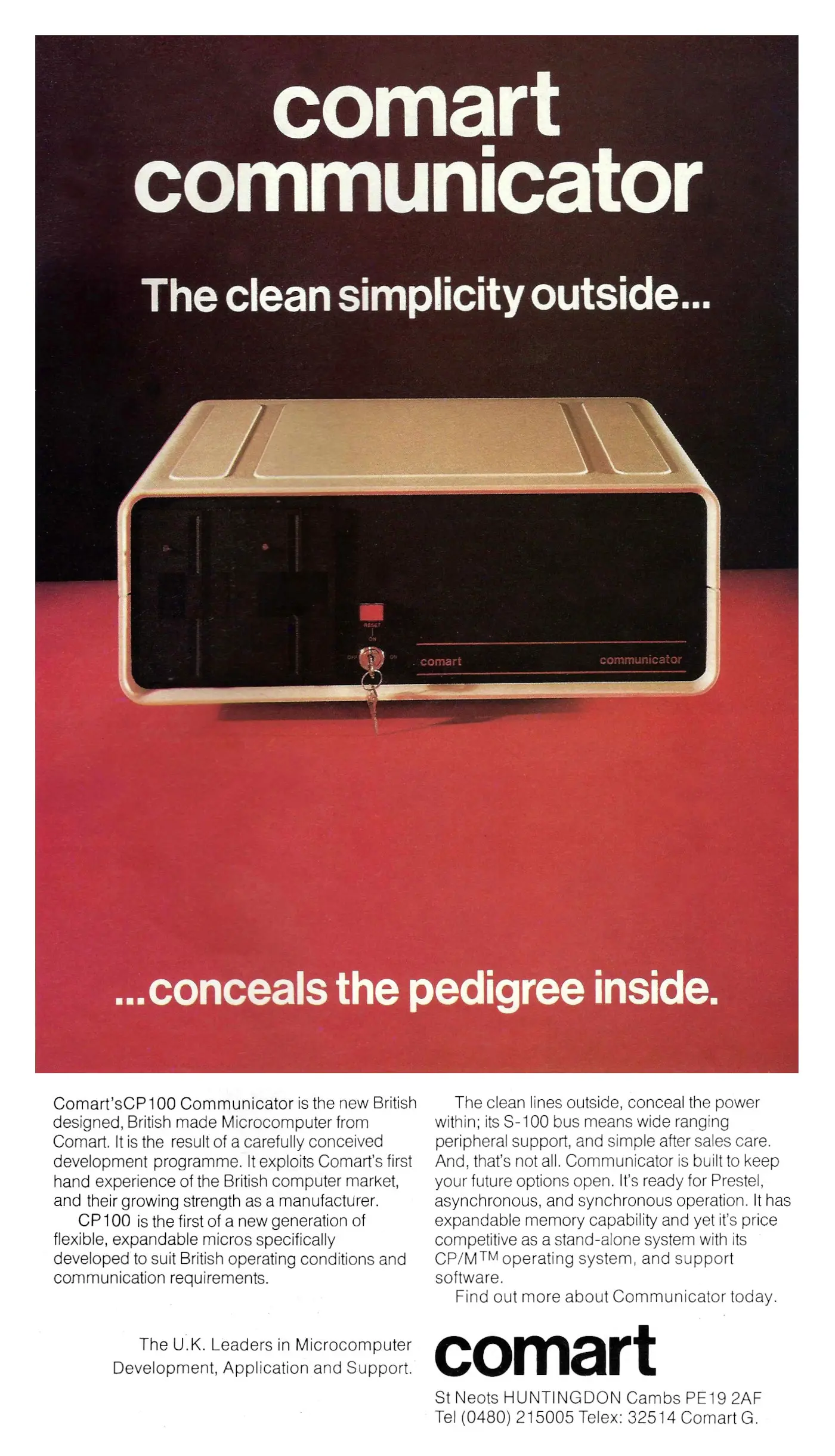 Comart Advert: Comart Communicator: The clean simplicity outside... conceals the pedigree inside, from Personal Computer World, January 1981