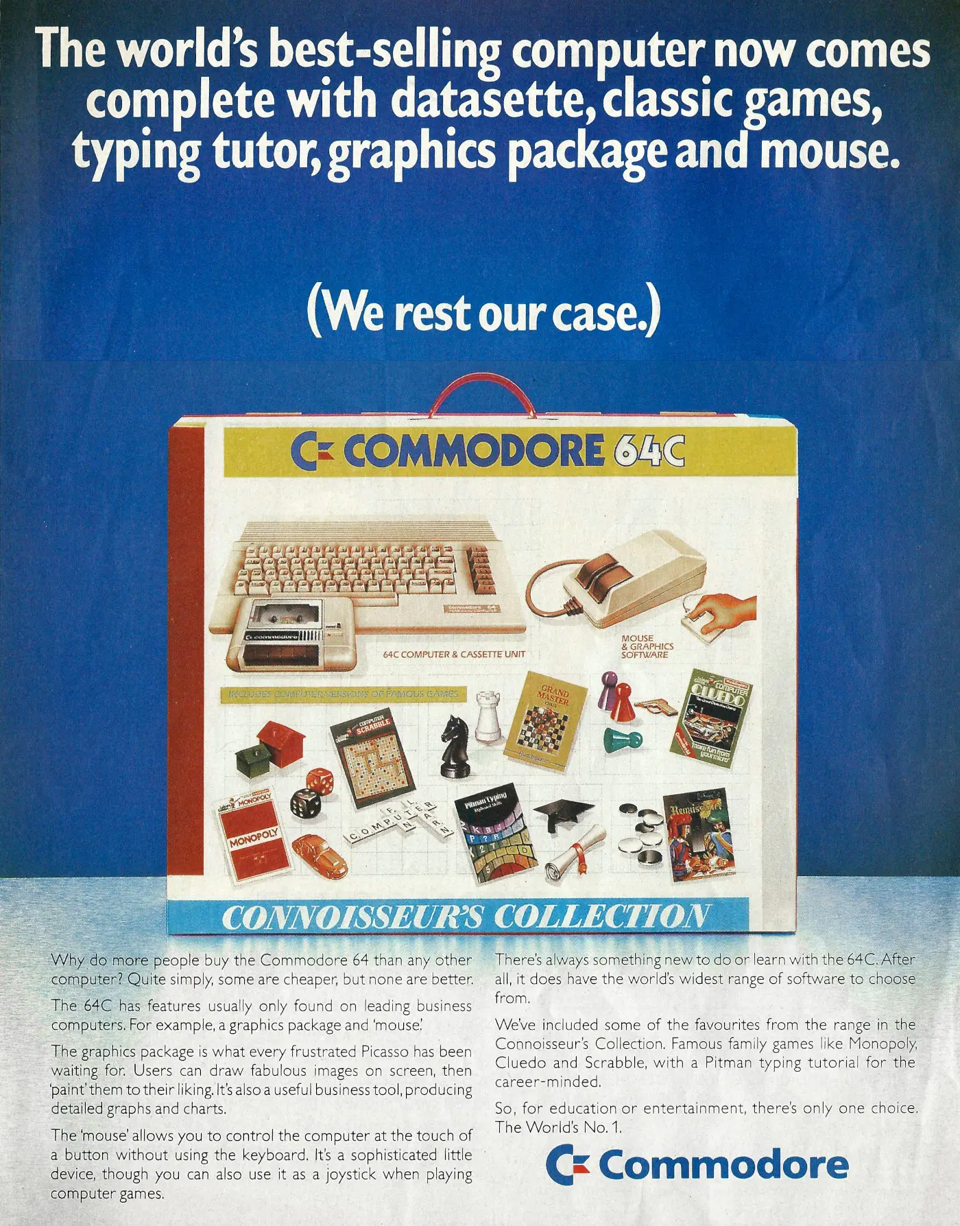 Commodore Advert: Commodore 64: The World's Best-Selling Computer Now Comes ... With a Mouse, from Sunday Times, June 1986