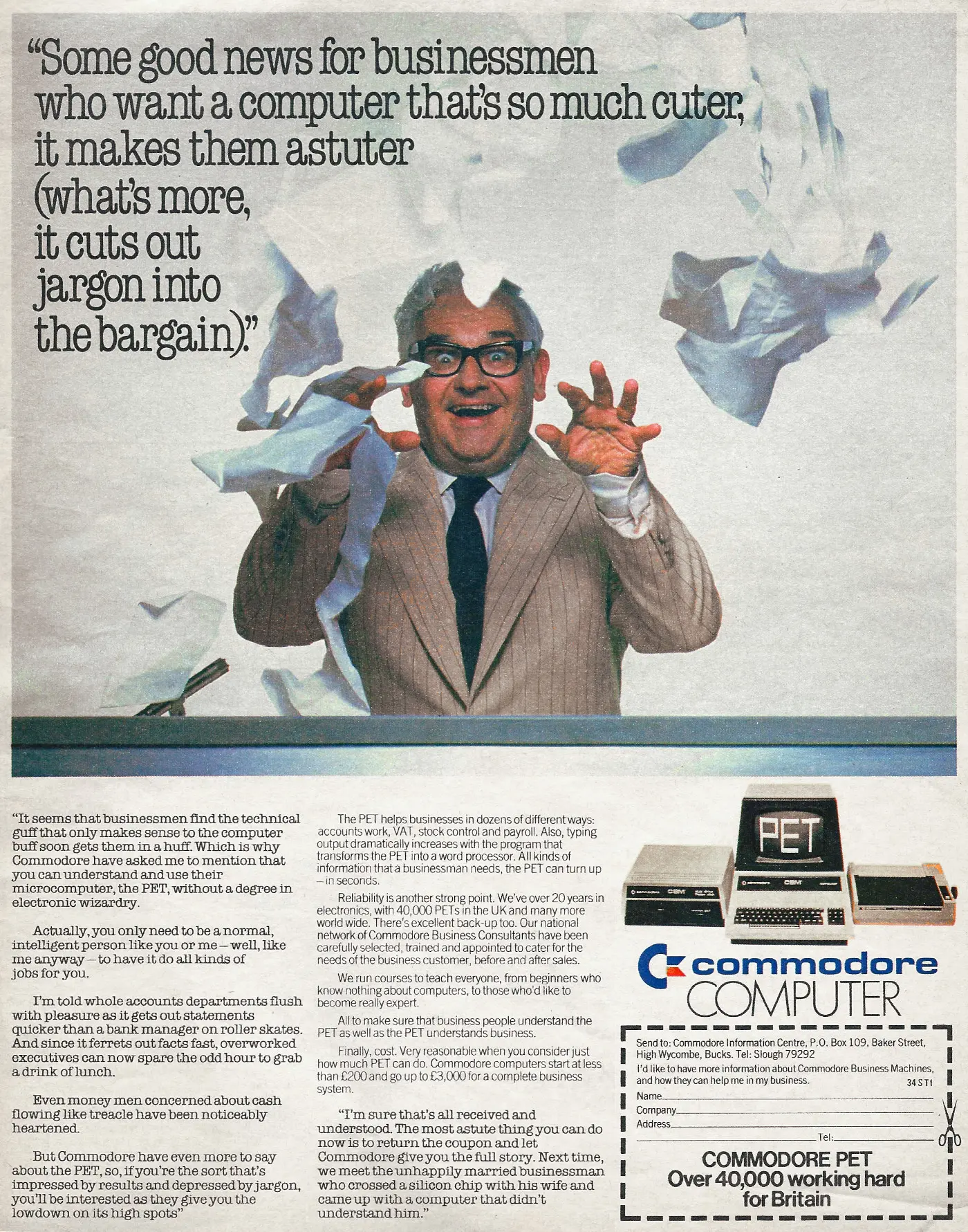 Commodore Advert: Ronnie Barker and the Commodore PET Adverts, from Sunday Times, 1982