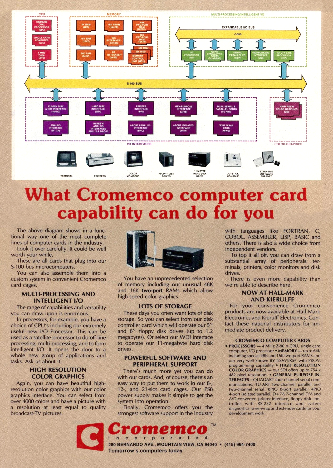 Cromemco Advert: What Cromemco computer card capability can do for you, from Byte - The Small Systems Journal, January 1983