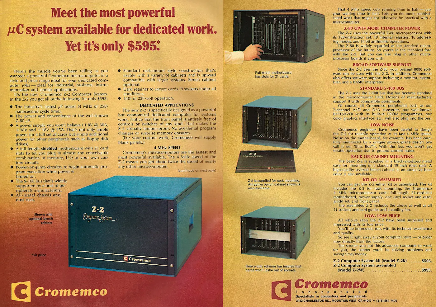 Cromemco Advert: <b>Cromemco Z-2: Meet the most powerful μC system available for dedicated work</b>, from Byte - The Small Systems Journal, April 1977