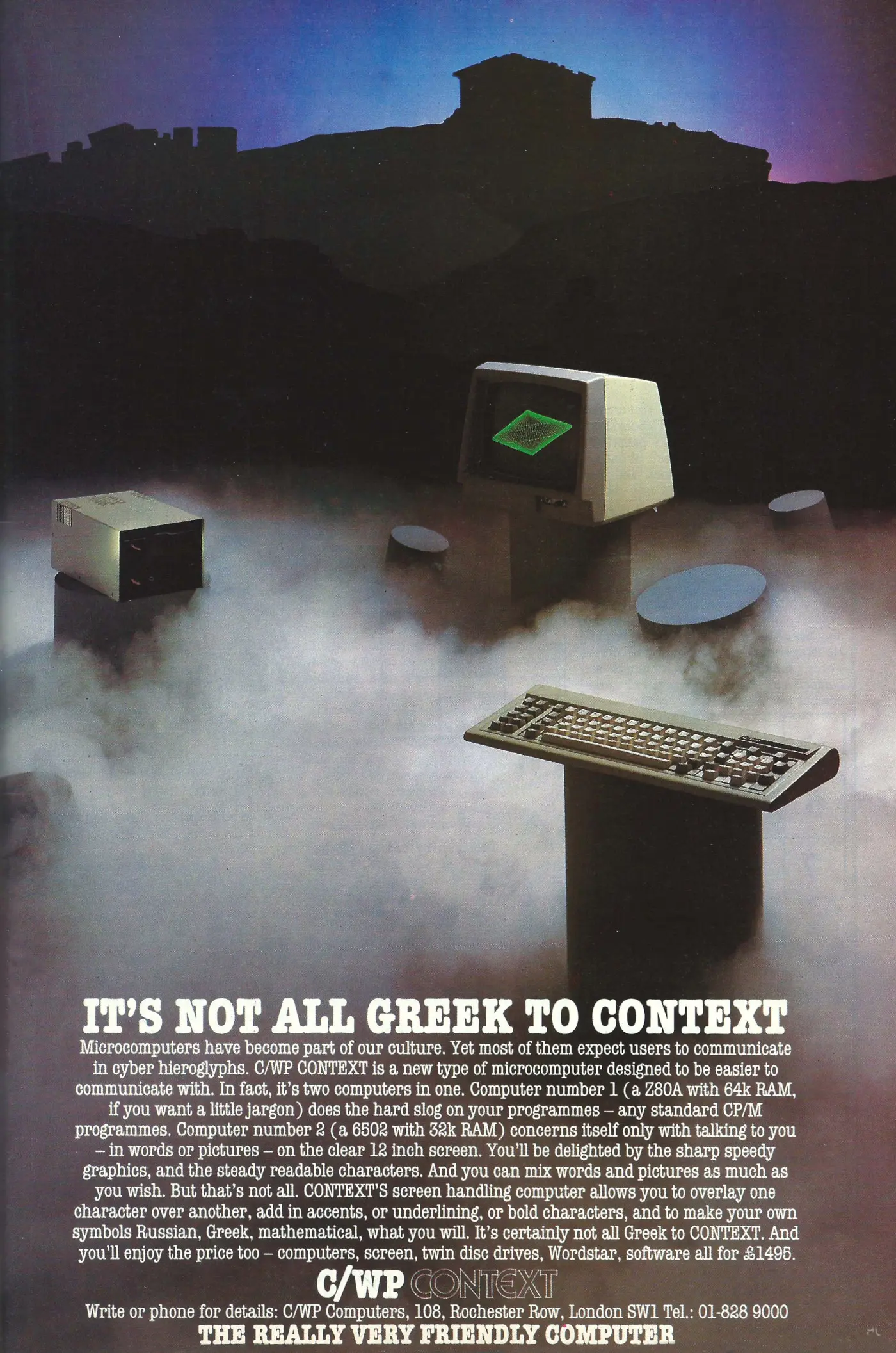 C/WP-Cortex Advert: It's not all Greek to Context, from Personal Computer World, June 1983