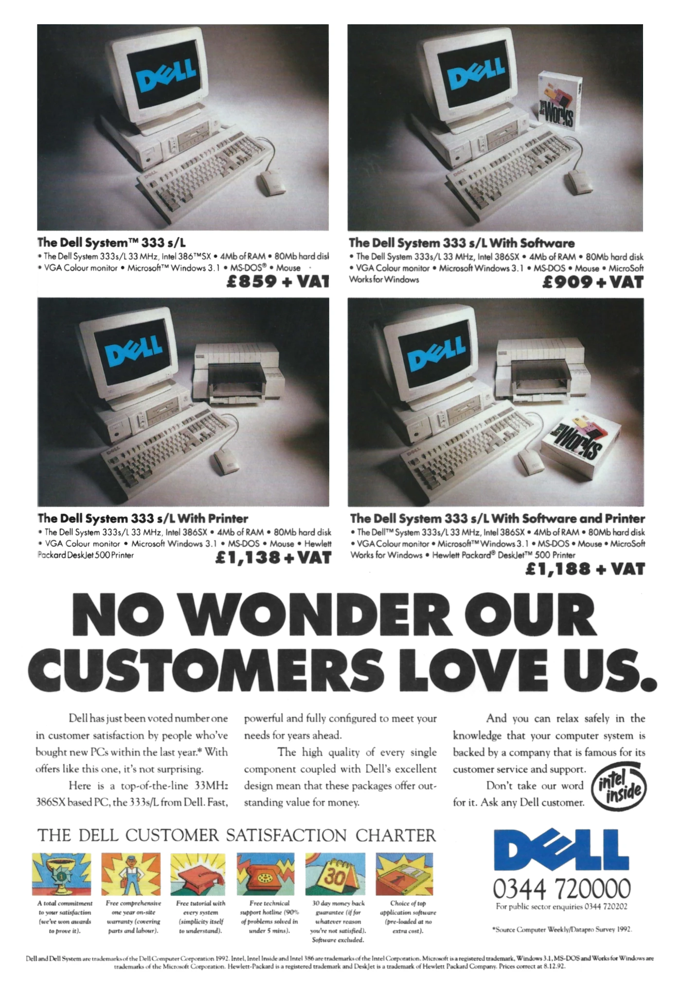 Dell Advert: No wonder our customers love us, from Personal Computer World, February 1993