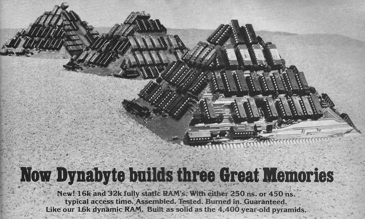 Part of a Dynabyte advert from Byte, January 1978, announcing 16K and 32K static <span class='hilite'><span class='hilite'>RAM</span></span> modules