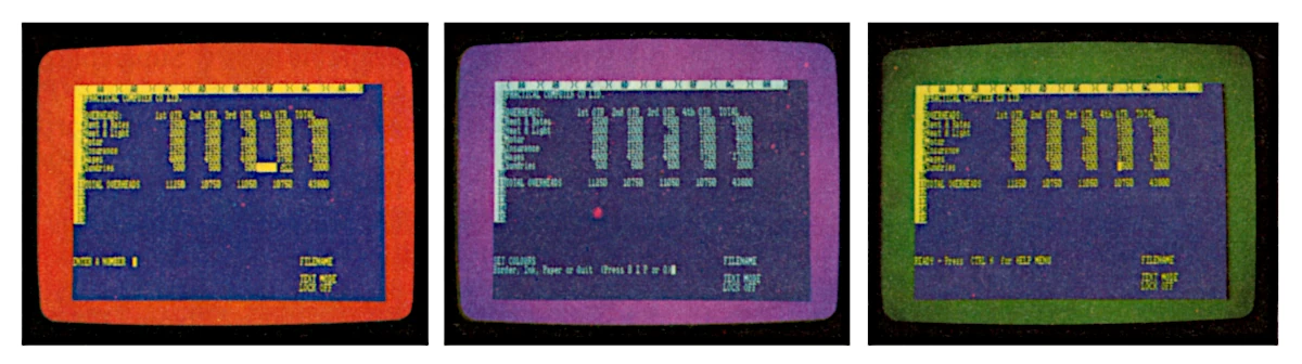 Spreadsheets as pop art: Microspread in action, from Practical Computing, April 1985 Spreadsheets as pop art: Microspread in action, from Practical Computing, April 1985