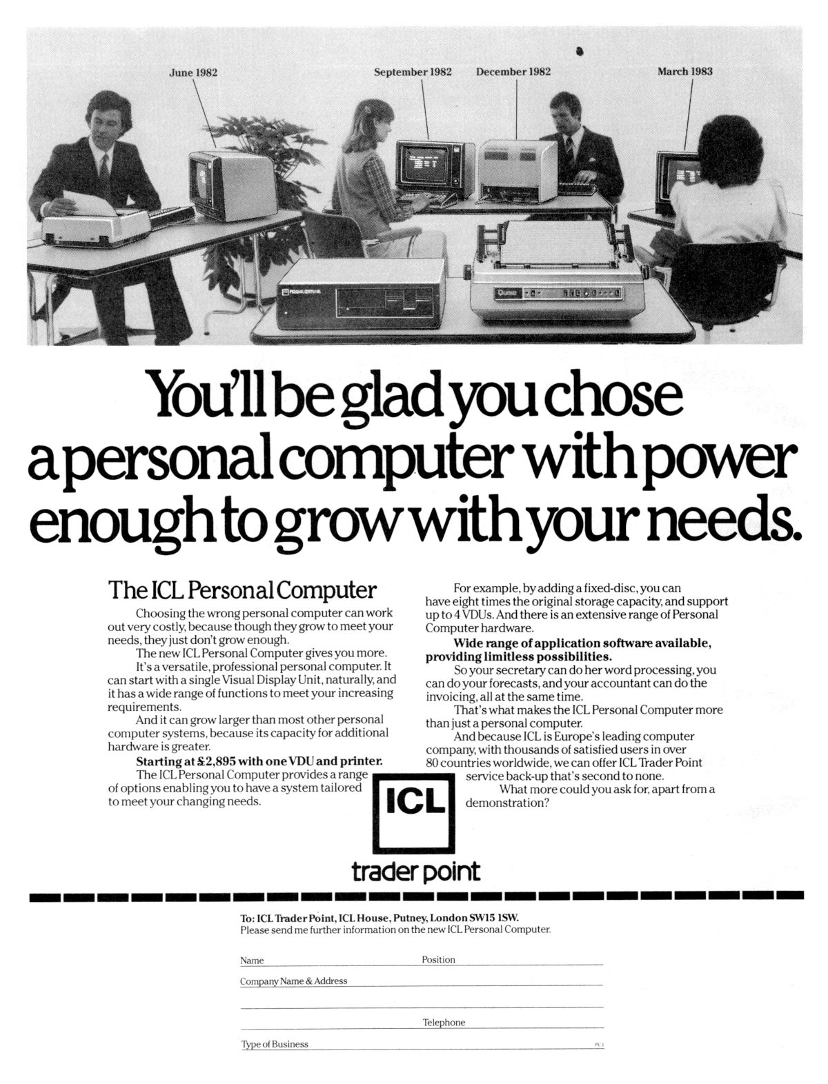 Another advert specifically for ICL's Trader Point network, with the impressively gender-stereotyped line Another advert specifically for ICL's Trader Point network, with the impressively gender-stereotyped line