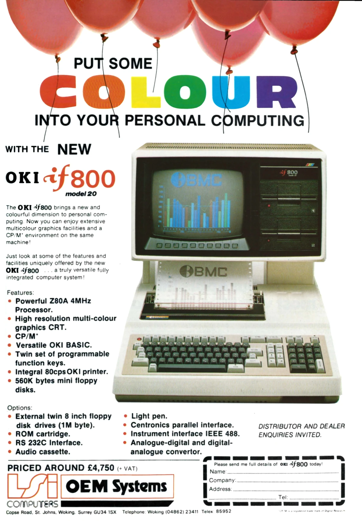 Another advert for the if800, from December 1981's Practical Computing, showing the if800 from LSI's OEM Systems division. Curiously, the monitor and print-out are showing the logo of BMC, the company which officially marketed the if800 outside of Japan Another advert for the if800, from December 1981's Practical Computing, showing the if800 from LSI's OEM Systems division. Curiously, the monitor and print-out are showing the logo of BMC, the company which officially marketed the if800 outside of Japan