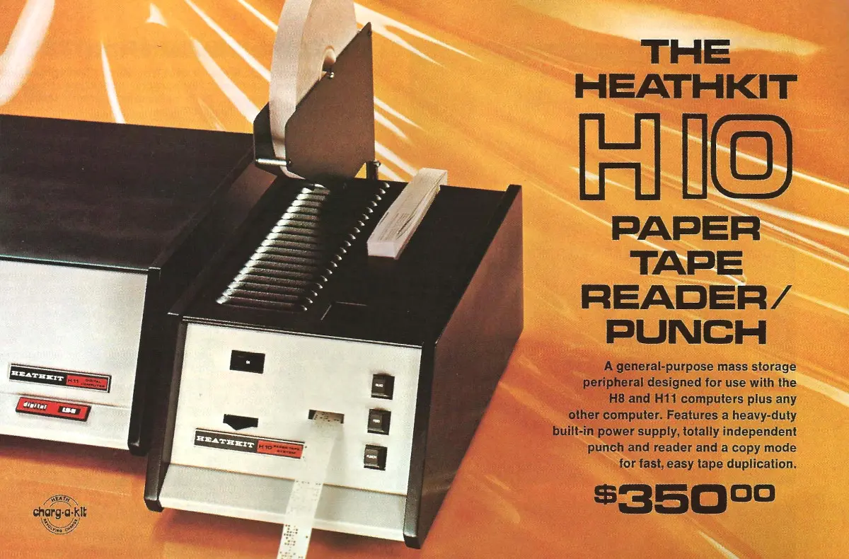 Heathkit's H10 paper tape reader and punch, retailing for $350, or about £2,080 in 2024