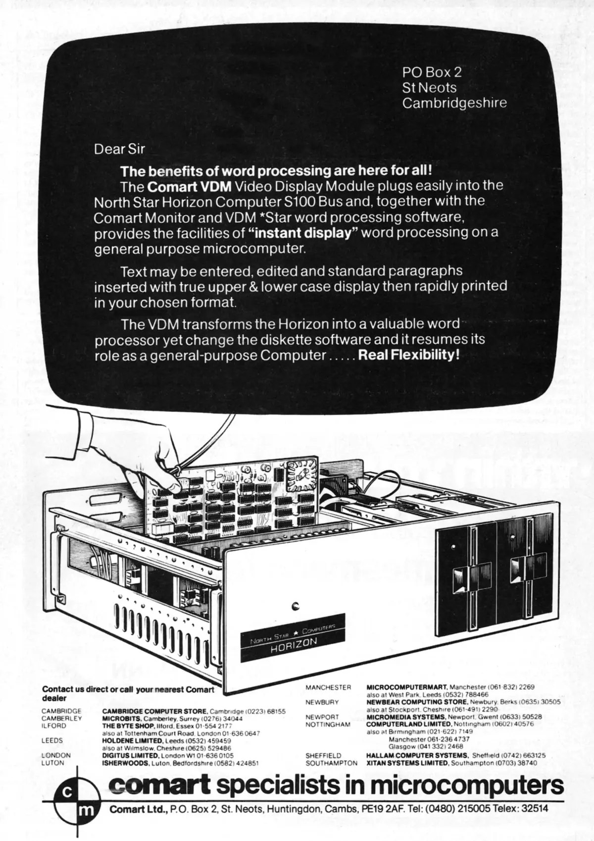 One of Comart's North Star Horizon boards - the Comart VDM display module, which included VDM *Star word processing software, so the machine could become an instant 