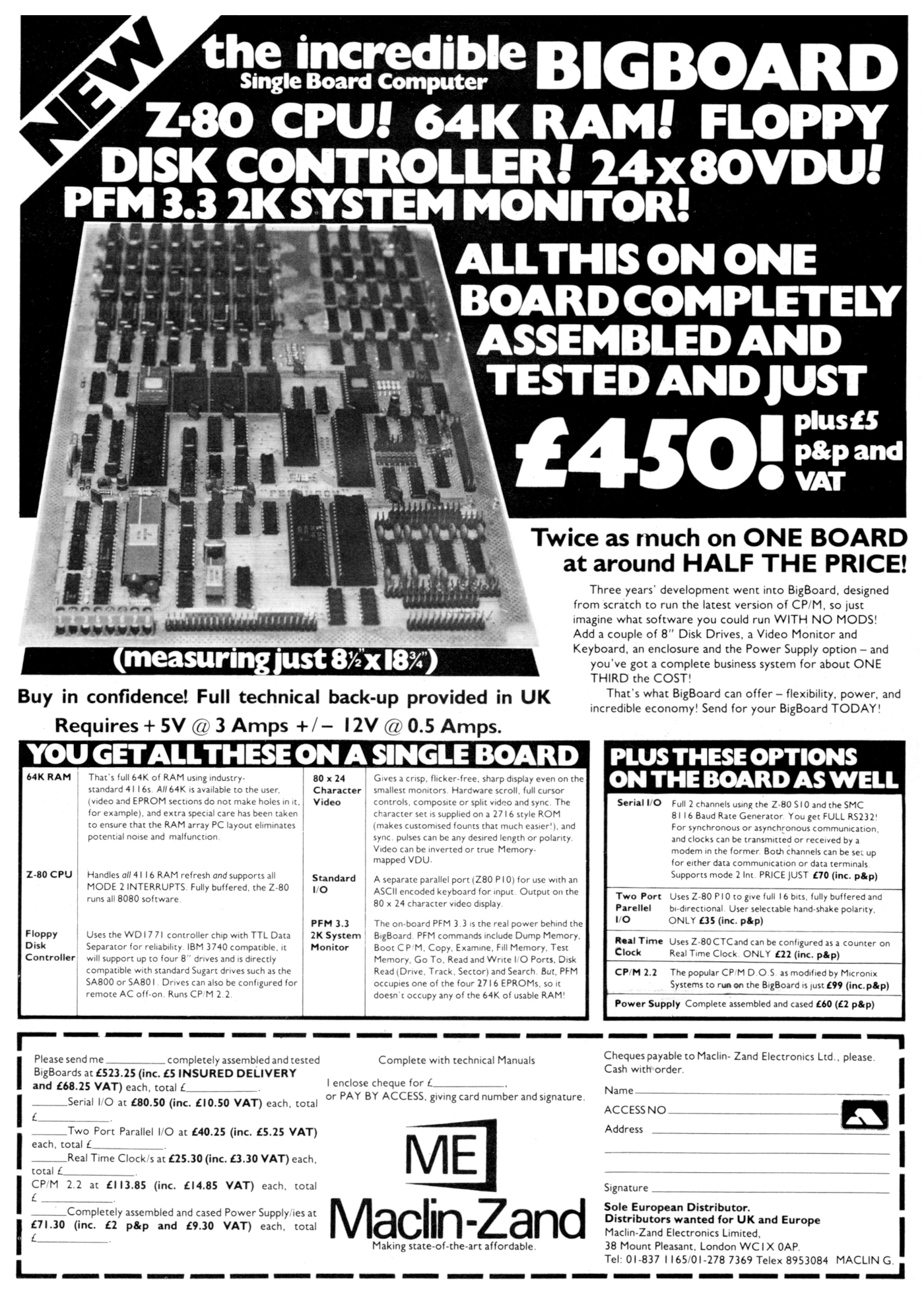 Ferguson Advert: The incredible Bigboard single-board computer, from Personal Computer World, March 1981