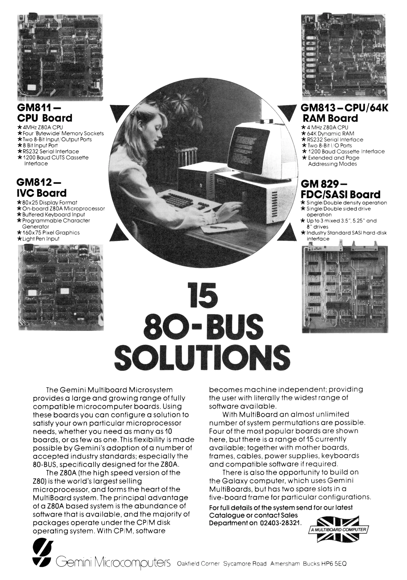 Gemini Micro Advert: Fifteen 80-Bus solutions, from Practical Computing, March 1983
