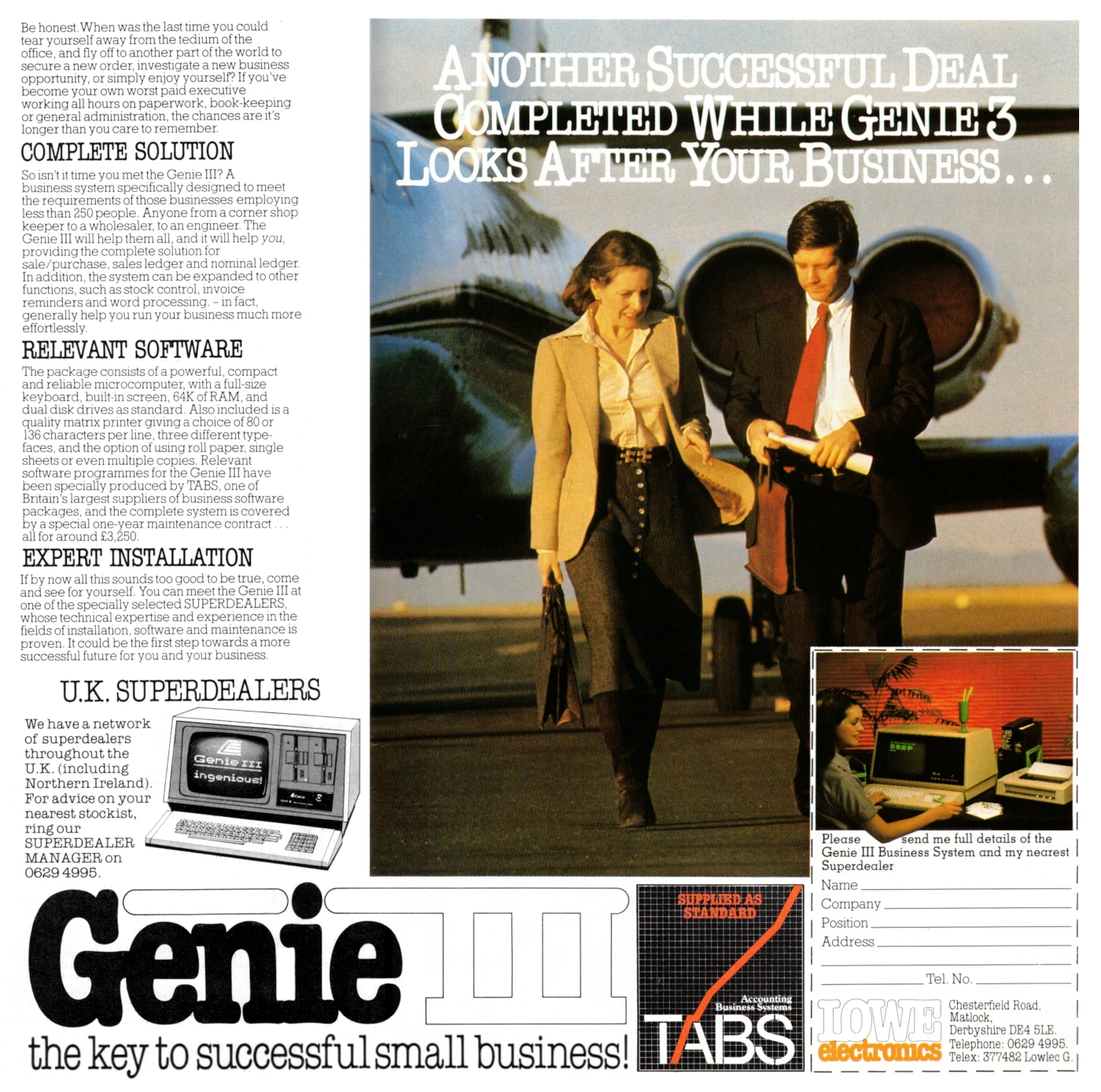 EACA/Genie Advert: Another successful deal completed while Genie III looks after your business, from Practical Computing, September 1982