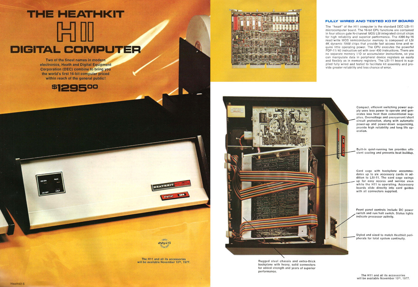 The Heathkit H11 - a similar DEC clone, but of the PDP-11. The H11 was released in the same year as the Mini 12. From Byte, September 1977