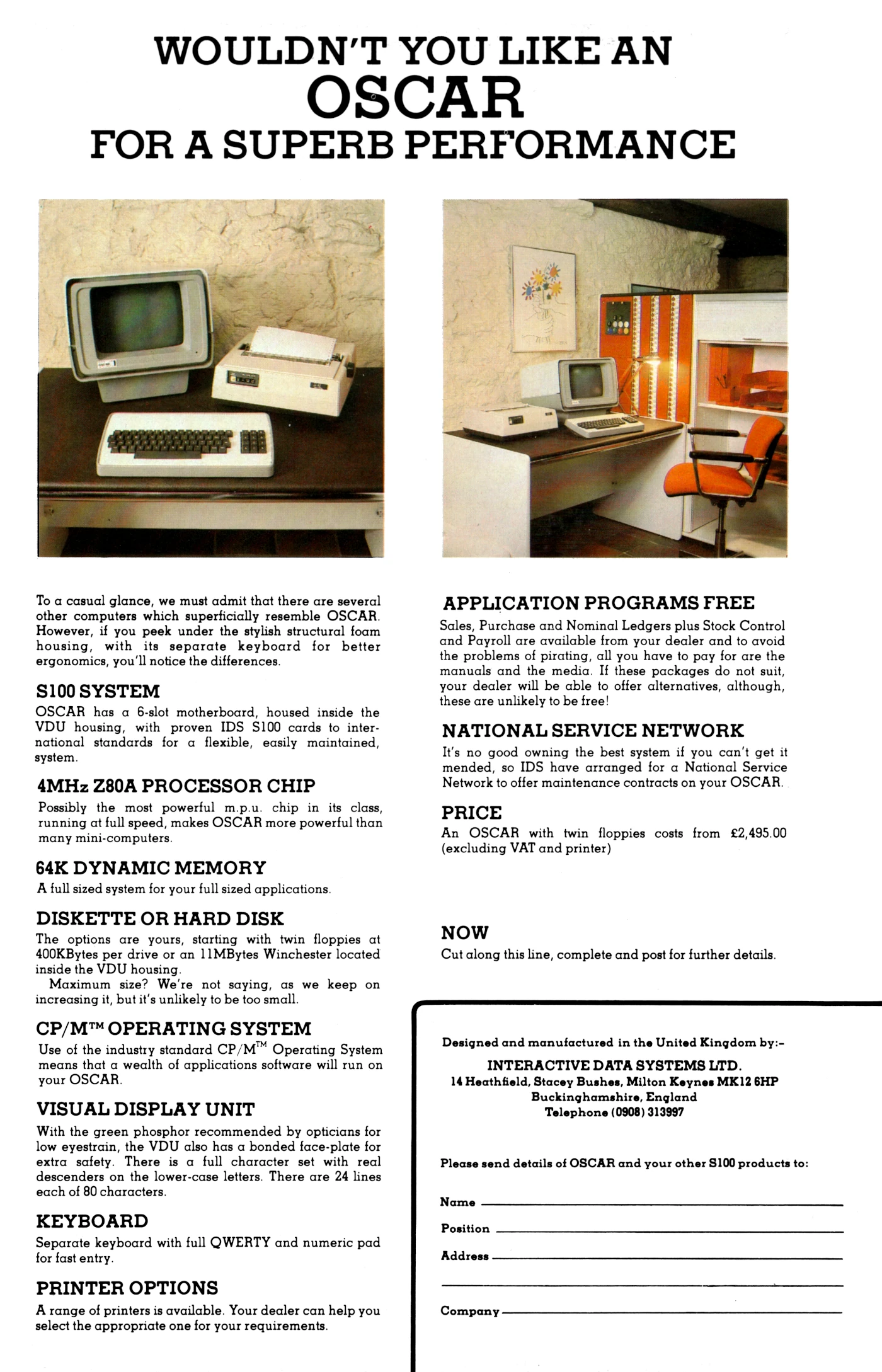 IDS Advert: Wouldn't you like an Oscar for a superb performance, from Practical Computing, April 1981