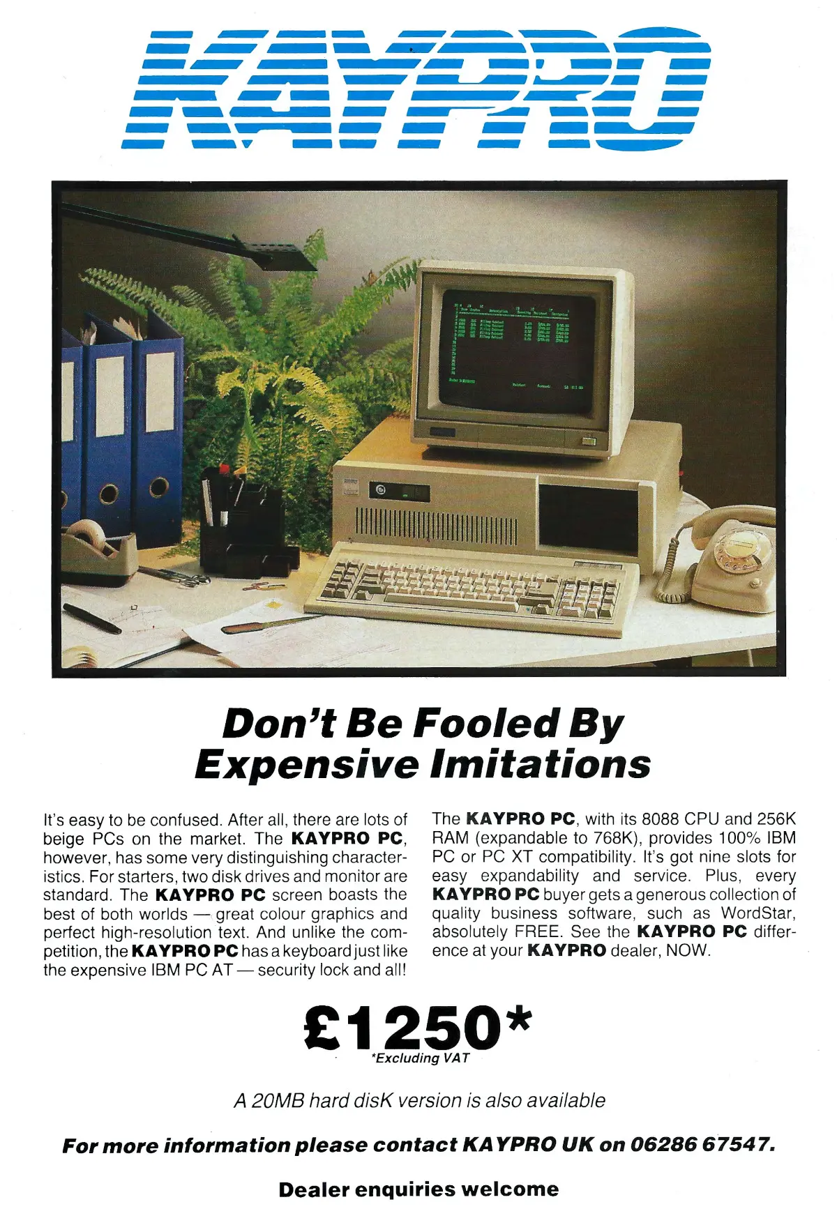 Kaypro Advert: Kaypro PC, from Personal Computer World, May 1986