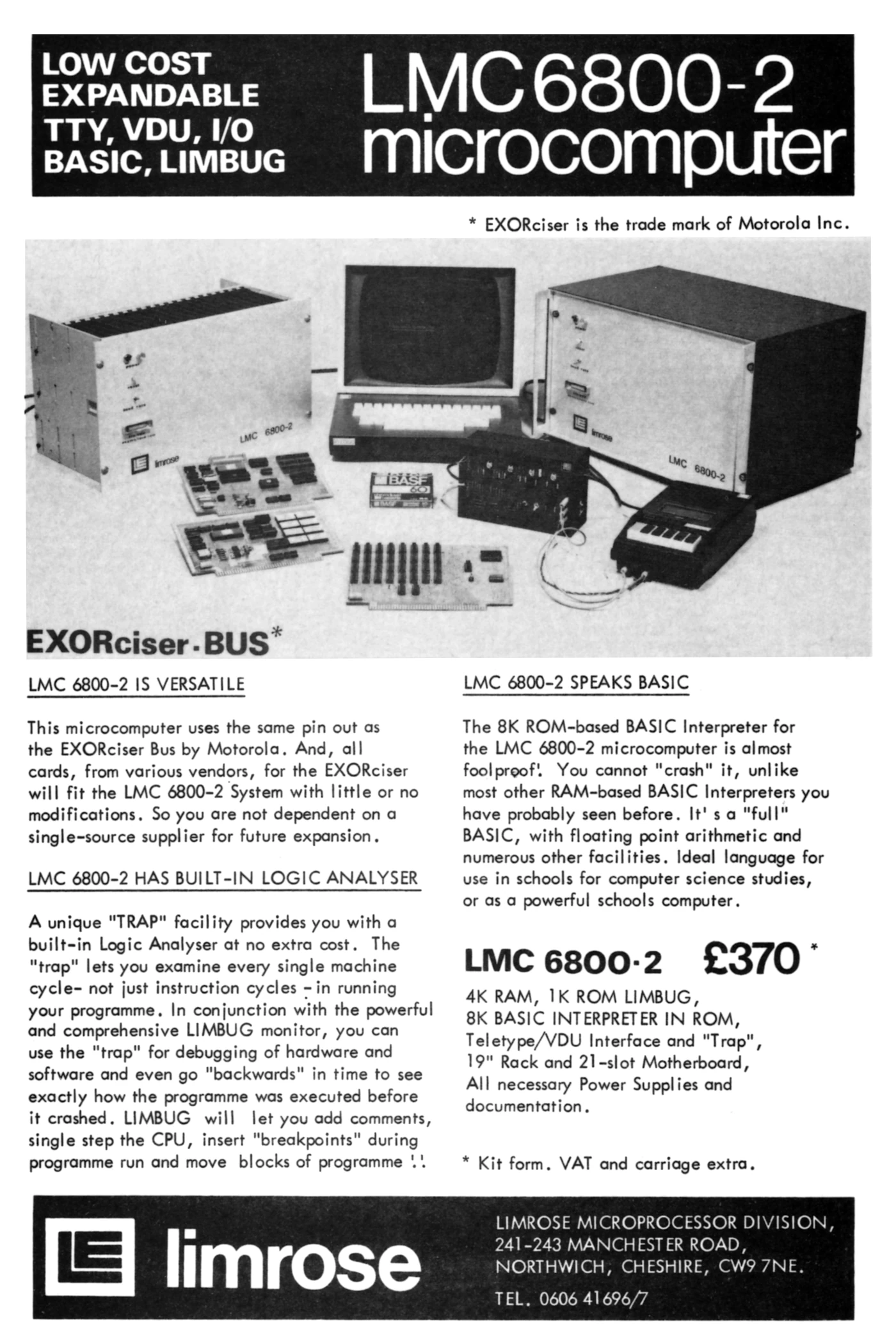 Limrose Advert: Low cost, expandable Limrose LMC 6800-2, from Personal Computer World, November 1978