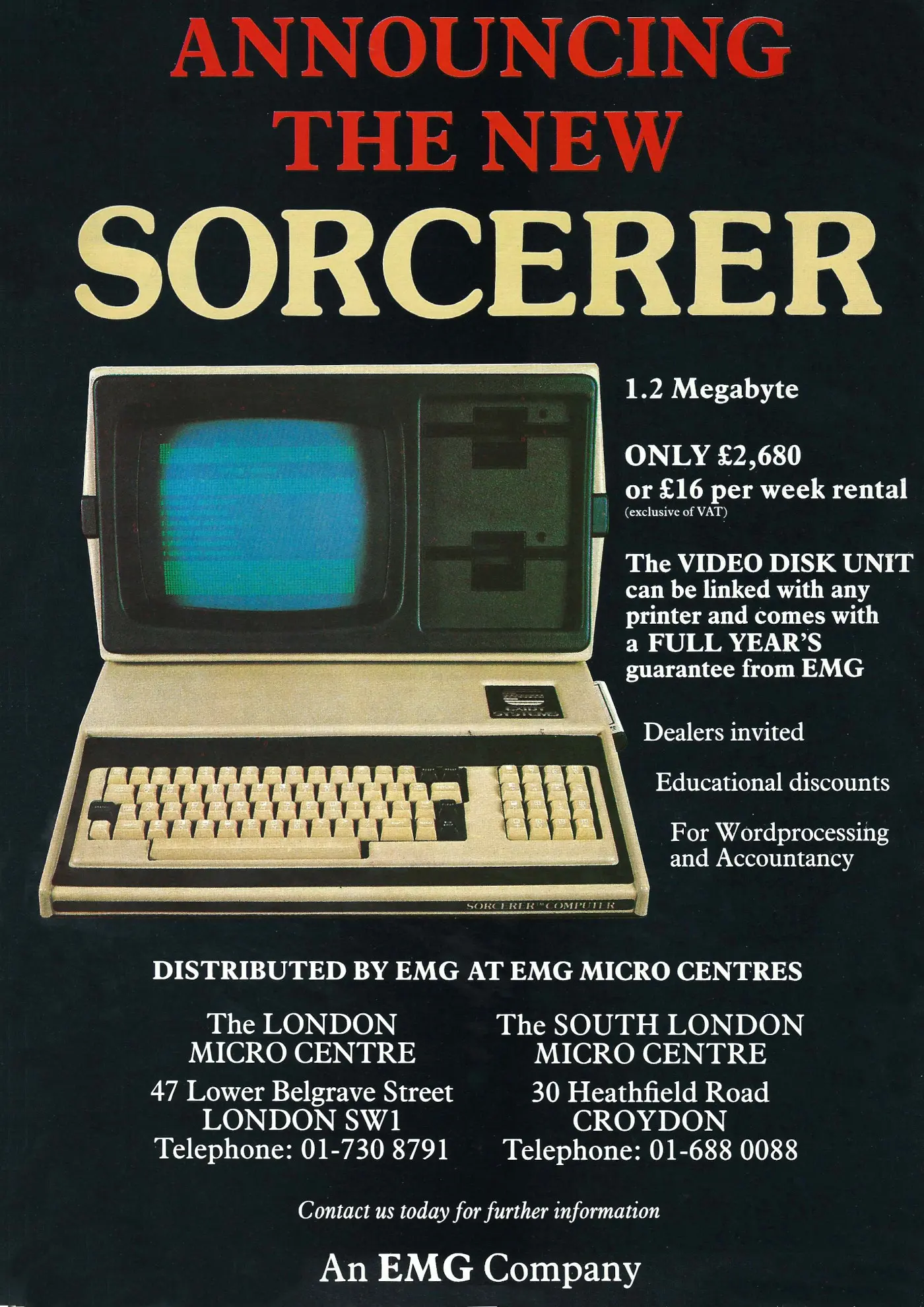 Exidy Advert: <b>Exidy: Announcing the new Sorcerer</b>, from Micro Decision, May 1982