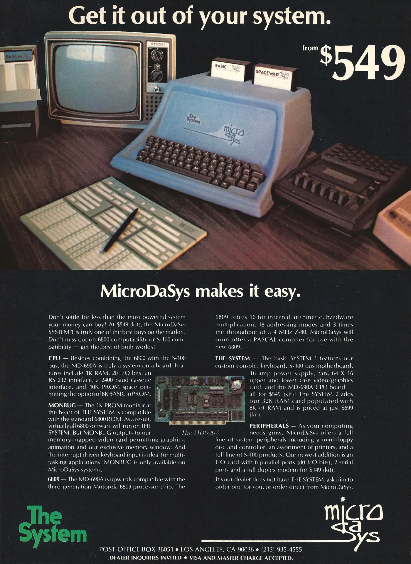 MicroDaSys Advert: Get it out of your system: MicroDaSys makes it easy, from Byte - The Small Systems Journal, December 1978