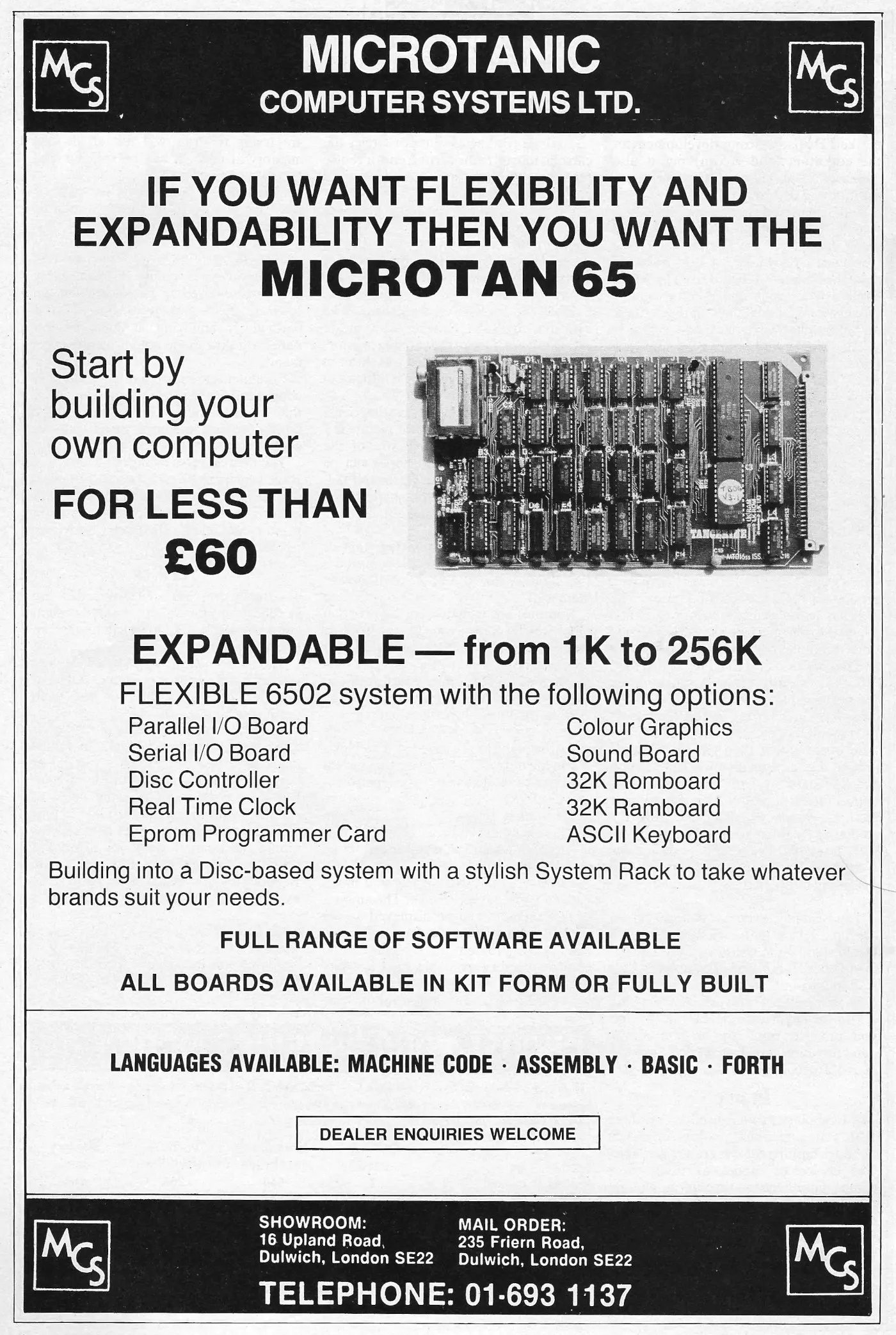 Microtanic Advert: <b>If you want flexibility and expandability, then you want the Microtan 65</b>, from Personal Computer News, 1st September 1983