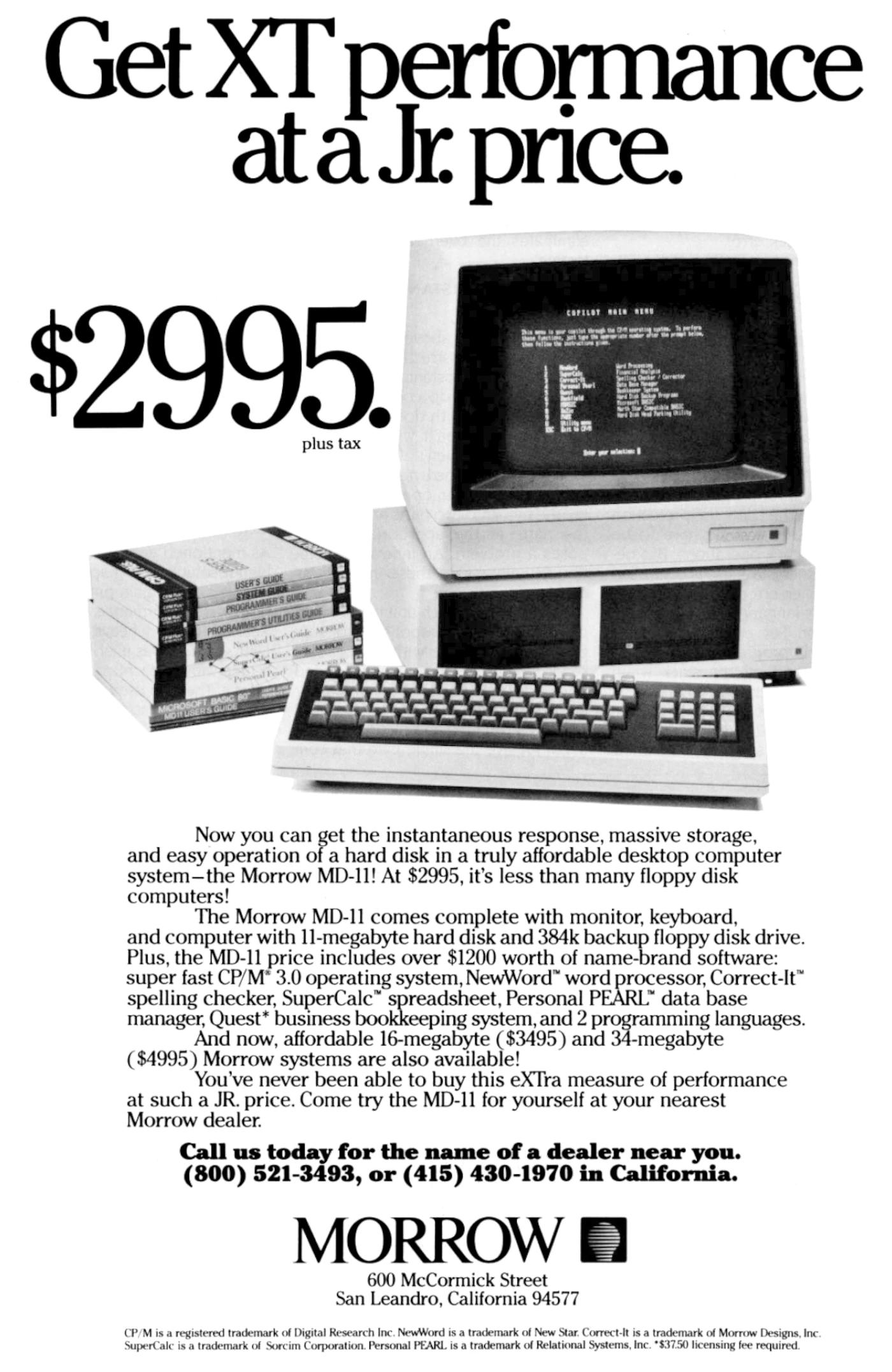Morrow Designs Advert: Get XT performance at a Jr. price, from Byte - The Small Systems Journal, August 1984