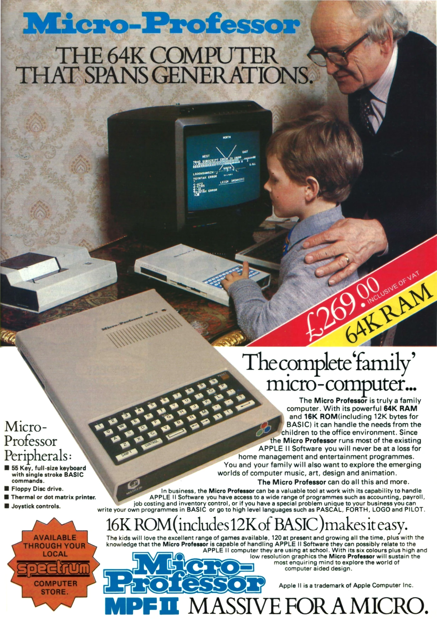 Multitech Advert: Micro-Professor: The 64K Computer That Spans Generations, from Personal Computer World, May 1983