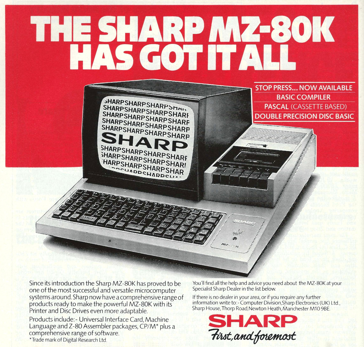 The MZ-80K - formerly just the MZ-80. From Personal Computer World, February 1982