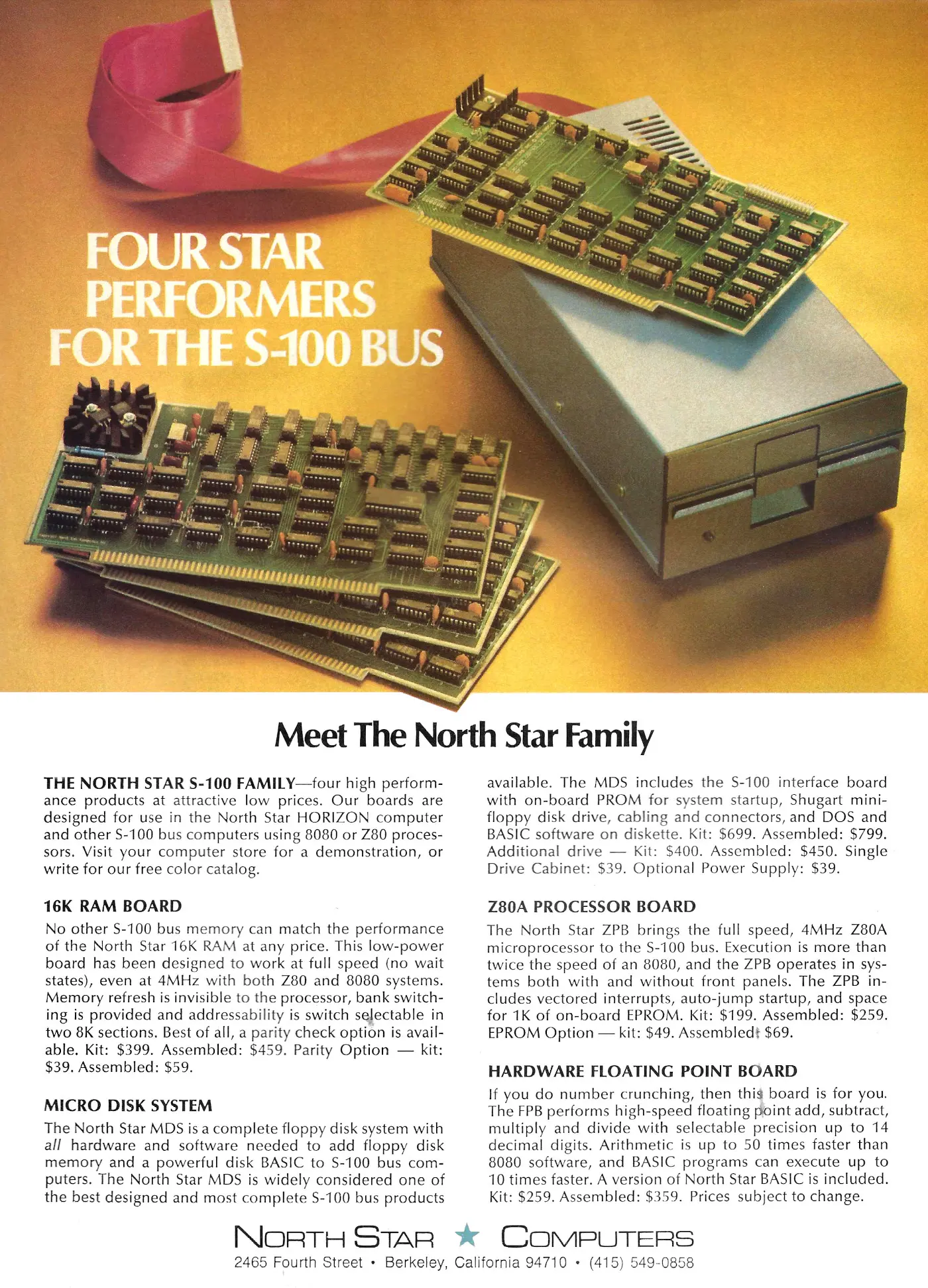 North Star Advert: North Star: Four star performers for the S-100 bus, from Byte - The Small Systems Journal, January 1978