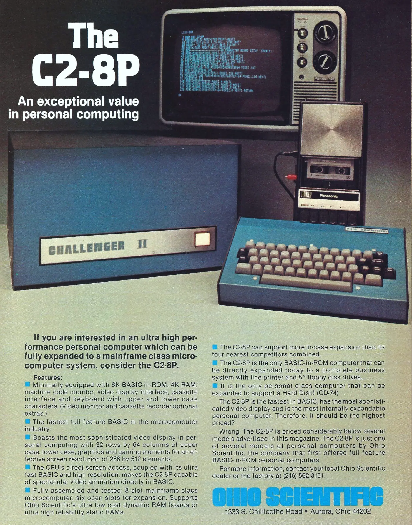 Ohio Scientific Advert: Ohio C2-8P: An exceptional value in personal computing, from Byte - The Small Systems Journal, September 1978